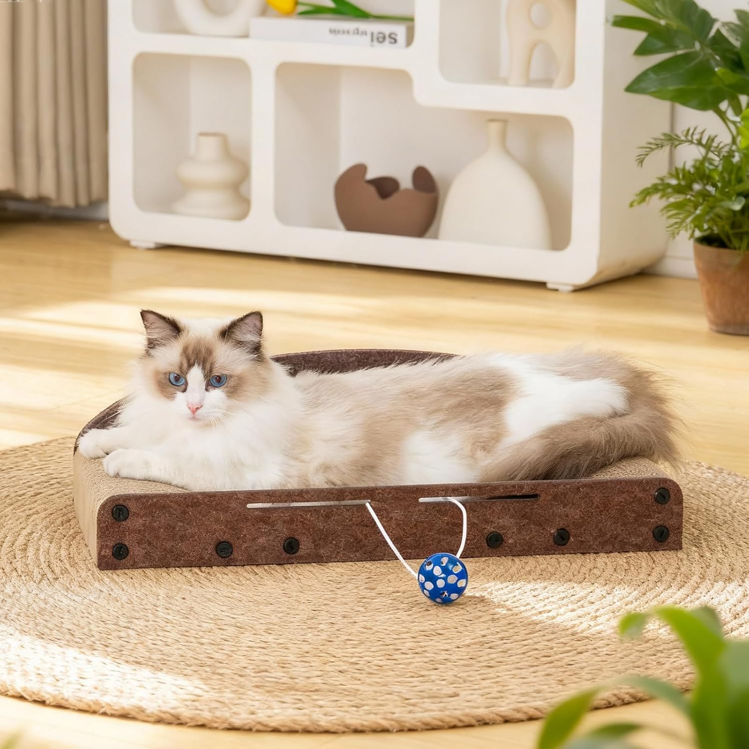 Avont Cat Scratcher Set, 3 Pcs Cardboard Cat Scratchers for Indoor Cats Durable Corrugated Cardboard Scratch Board Bed Lounge Box Toys for Kittens, Furniture Protector for Couch