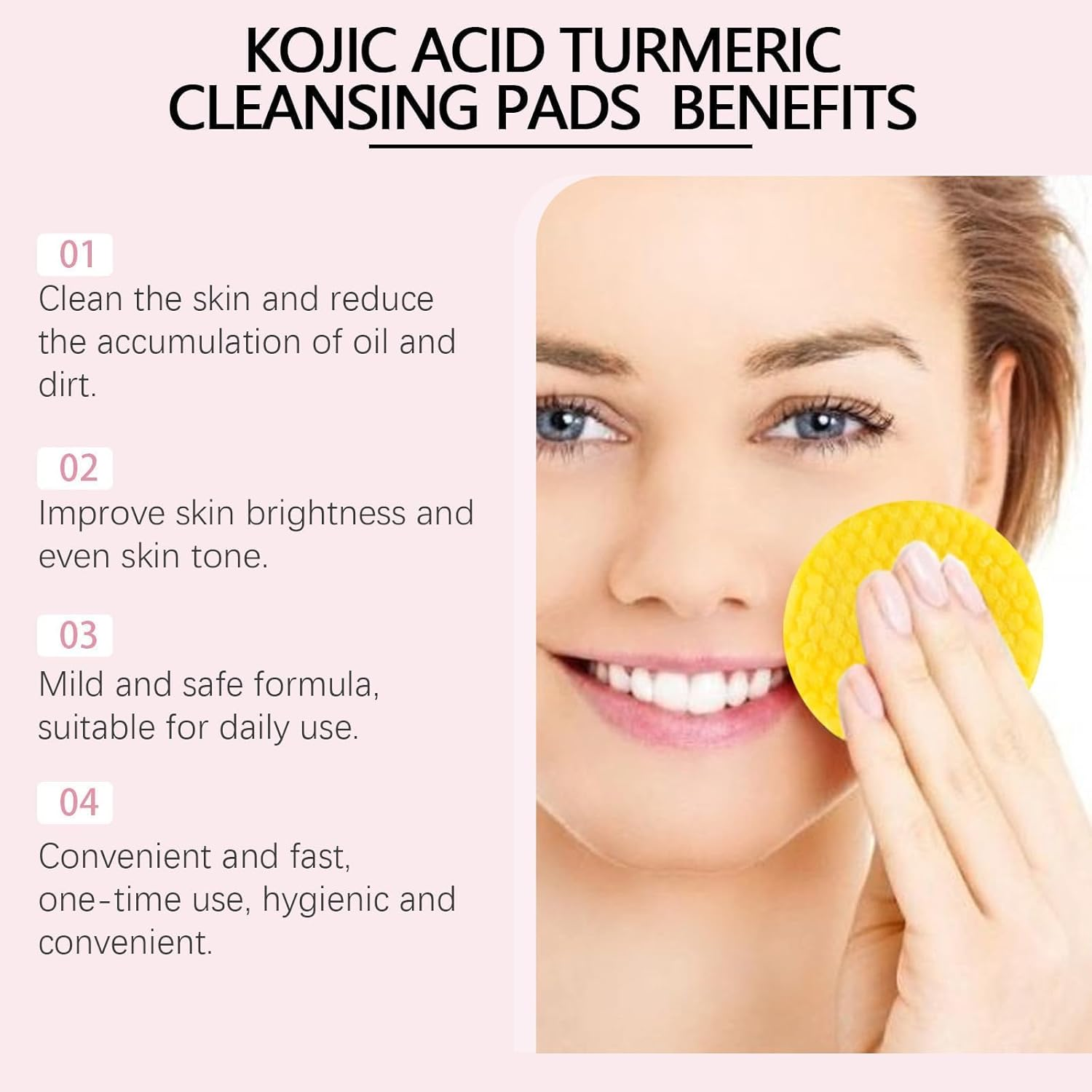 Turmeric Kojic Acid Pads, Kojic Acid and Turmeric Cleansing Pads, Kojic Acid and Turmeric Pads, Phor Essentials Kojic Acid Turmeric Pads, Turmeric Cleansing Pads Exfoliating Pads for All Skin Types (40Pc) - 40Pc image number 5
