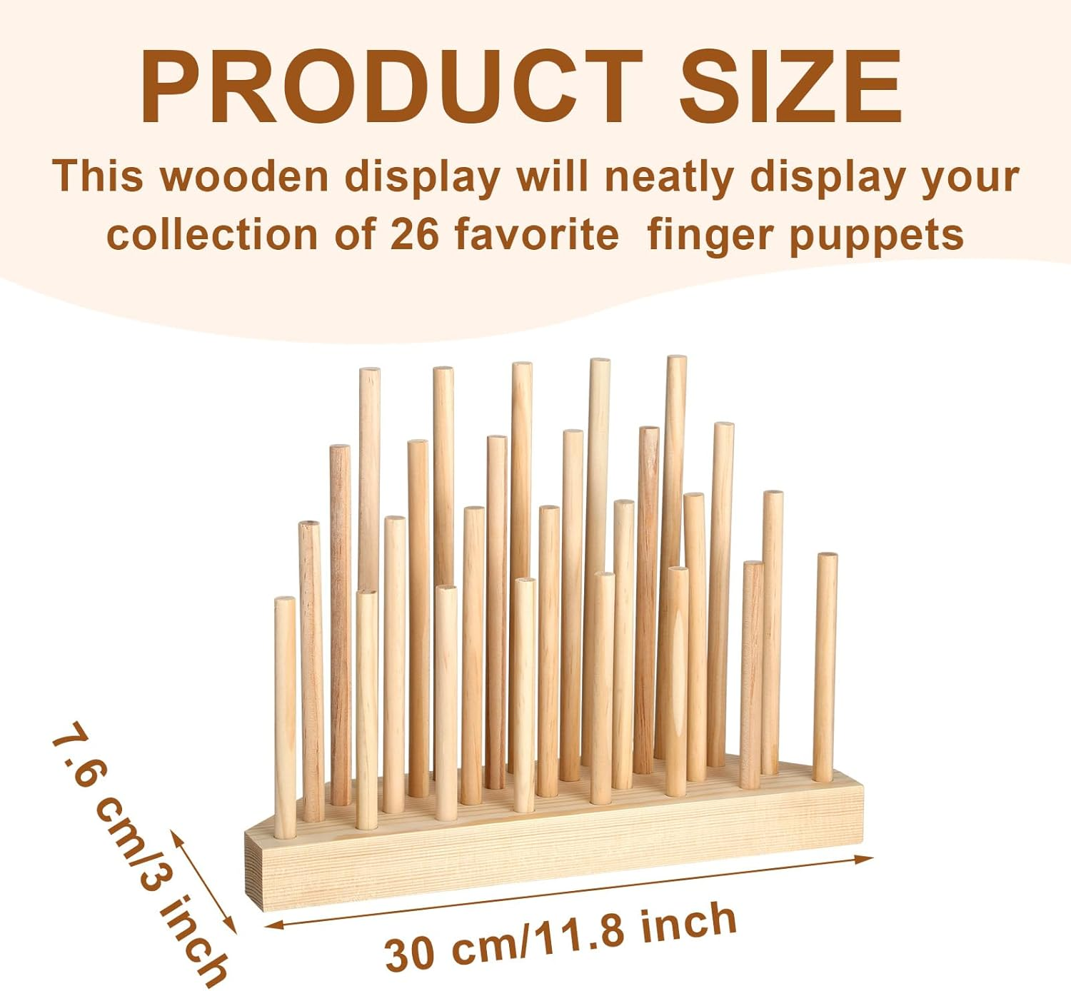 Finger Puppets Stand 11.8 X 3 Inch Wooden Finger Puppet Holder for Kids Toddlers Classroom Home anti Crush Stand for Storage and Easy Accessibility image number 2