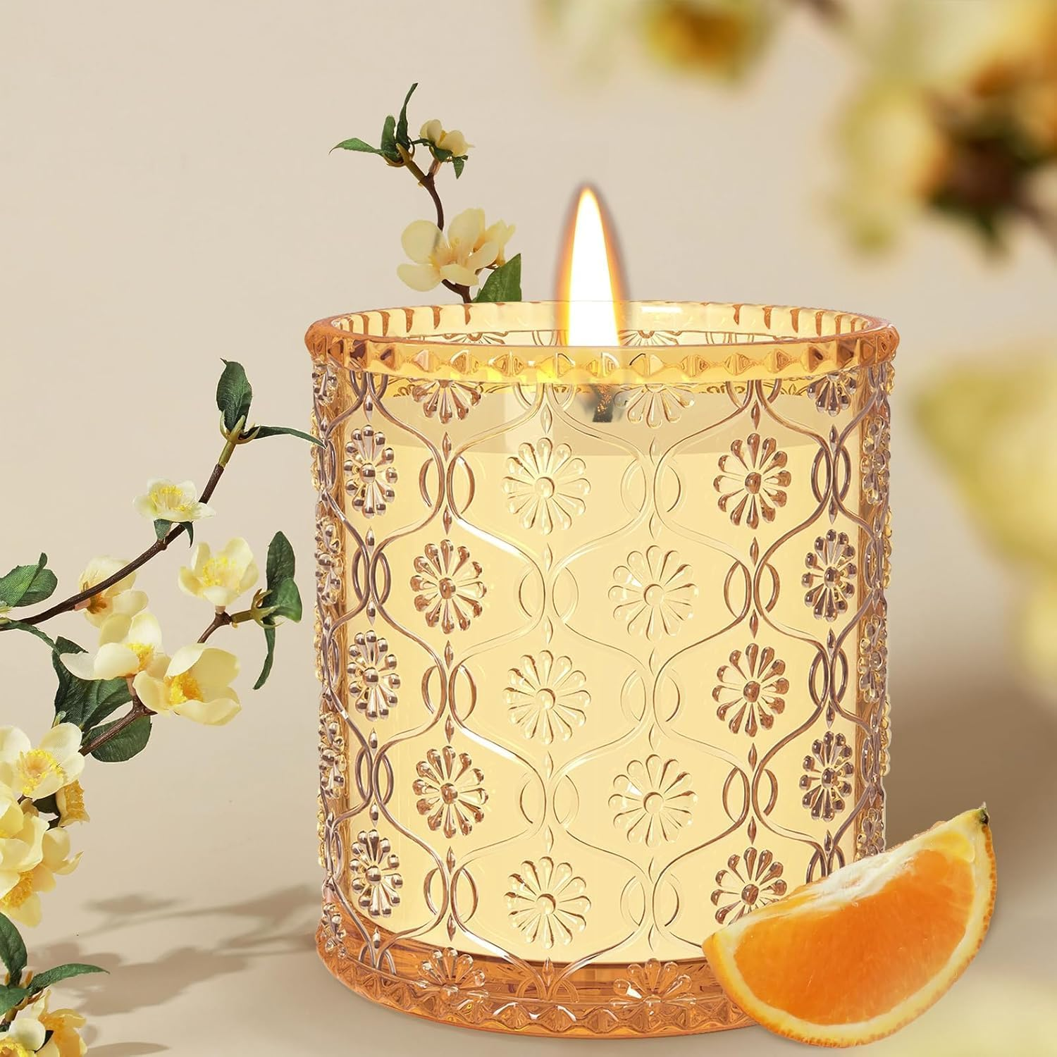 TTRWIN Orange Scented Candle, Refreshing Aromatherapy Home Scented, Natural Soy Wax Jar Aromatherapy Handcrafted Candle for Home Energy Cleansing & Stress Relief, Gifts for Women Birthday image number 2