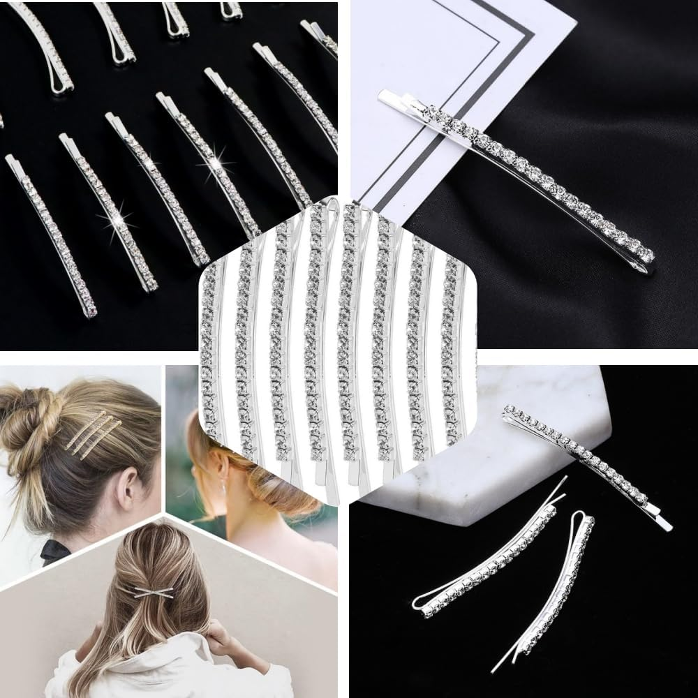 Changyeah 12 Pieces Hair Pins Crystal Hair Pins Rhinestone Hair Clips Hair Clips Hair Pins for Women Silver image number 5