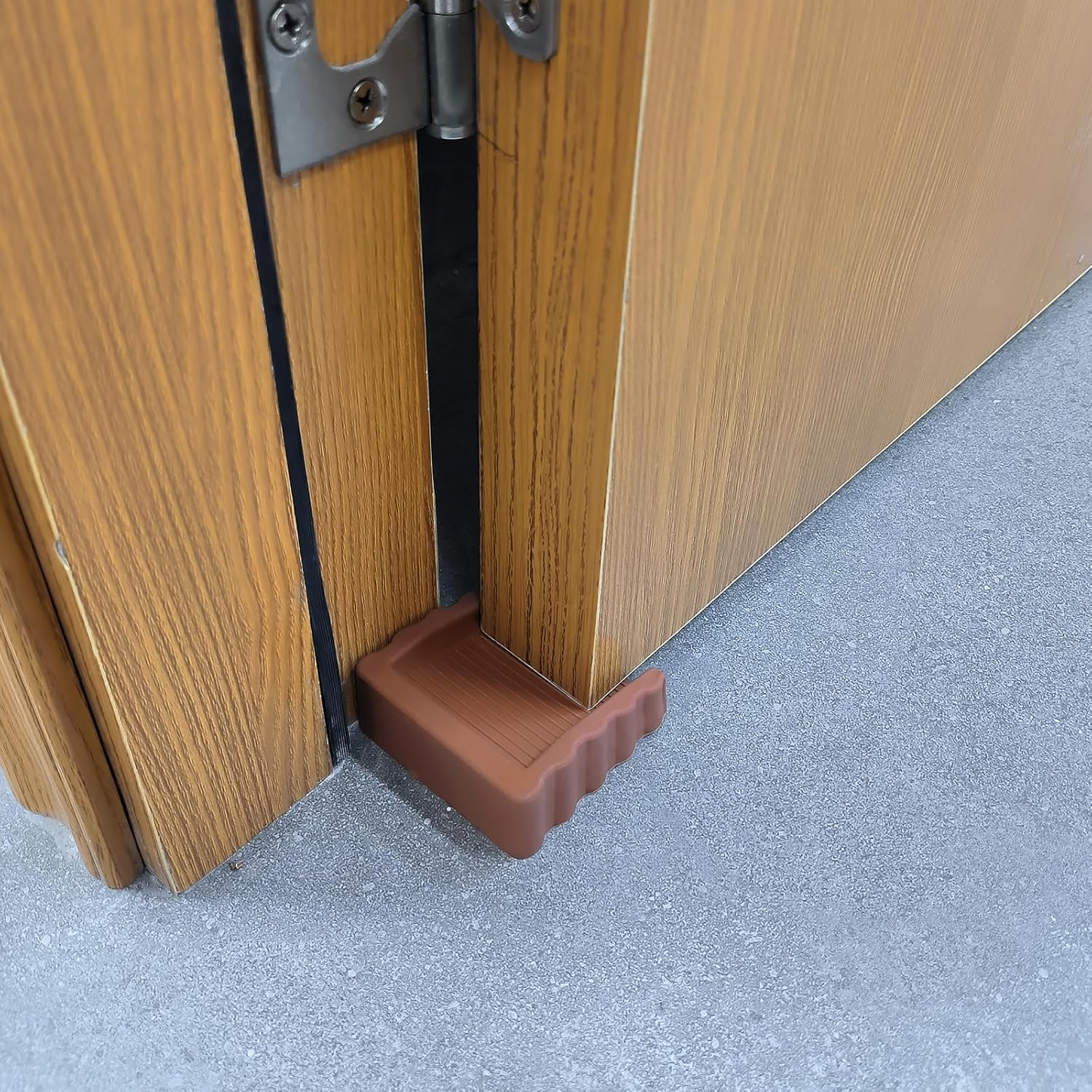 Rubber Door Stoppers Wedge,Bidirectional Door Stops,Small Size Cube Doorstop,Brown 2Pack - Blackx2 image number 7