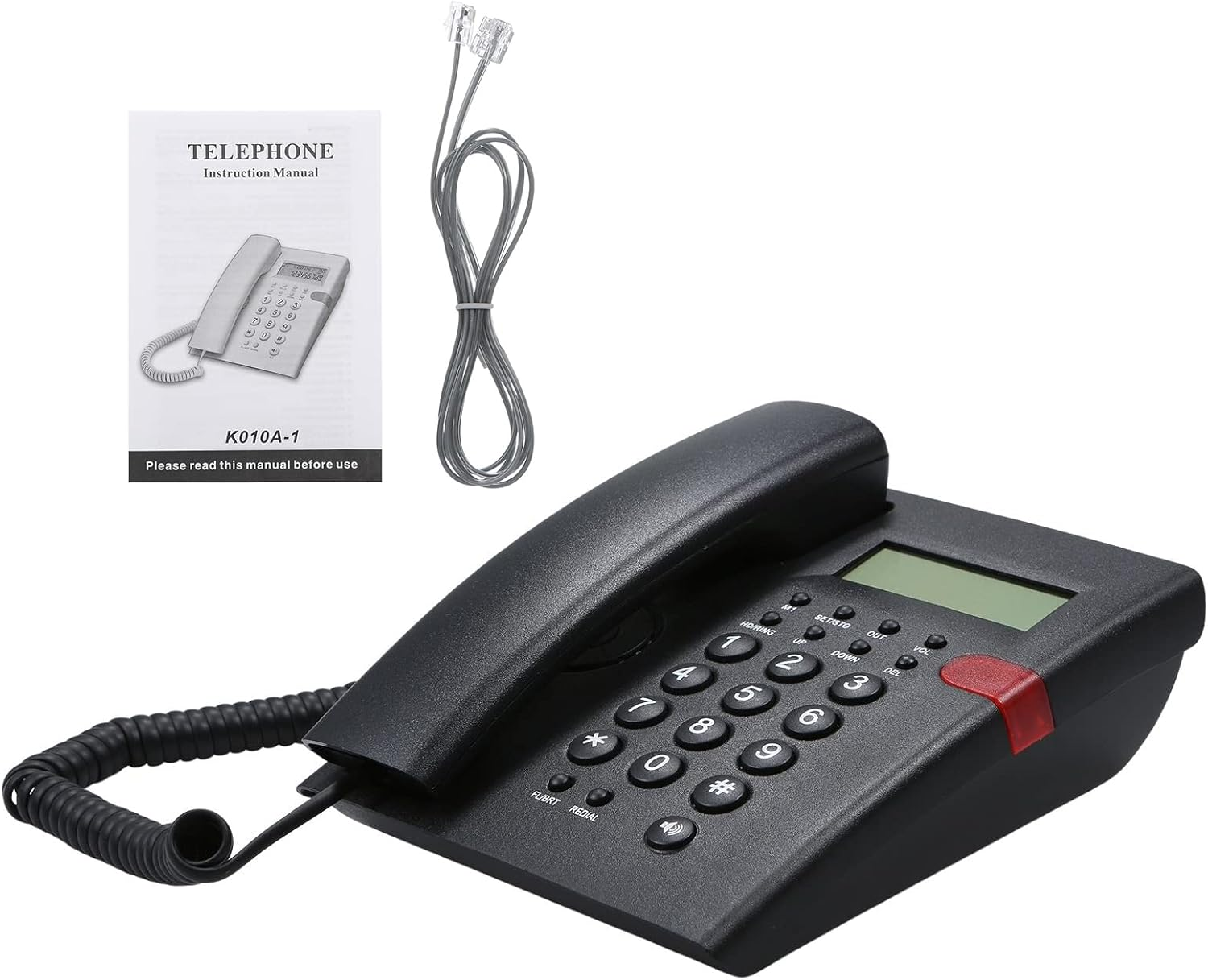 ACAGALA Desktop Battery-Free Landline Telephone with Caller Identification Adjustable LCD Screen Brightness Black(Us Telephone Line) image number 6