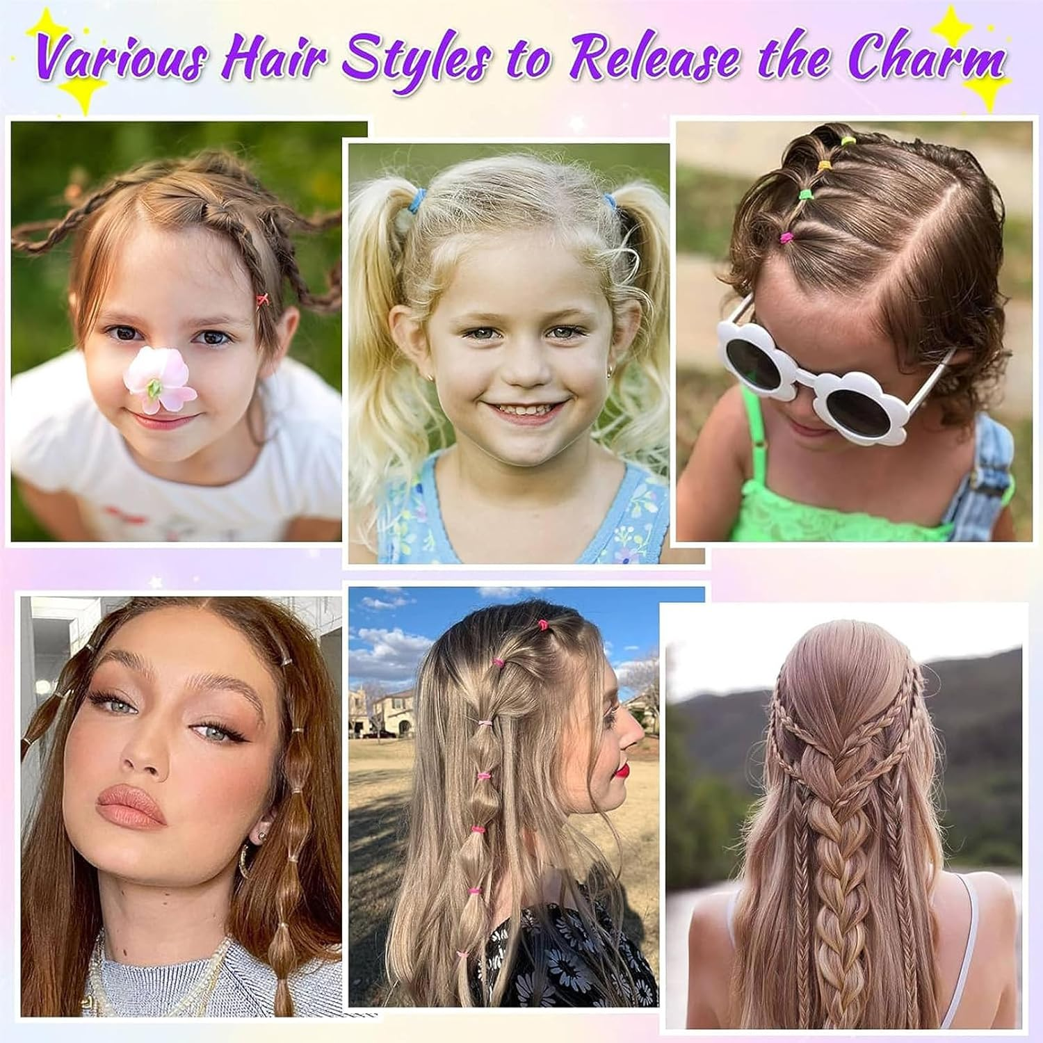 UKKQES Elastic Hair Bands 24 Colors, 2000 Pieces Mini Hair Elastic Bands with Storage Box, Soft Little Girls Hair Bands, Colorful Baby Elastic Band Set with Styling Tool, Rat Tail Comb for Kids