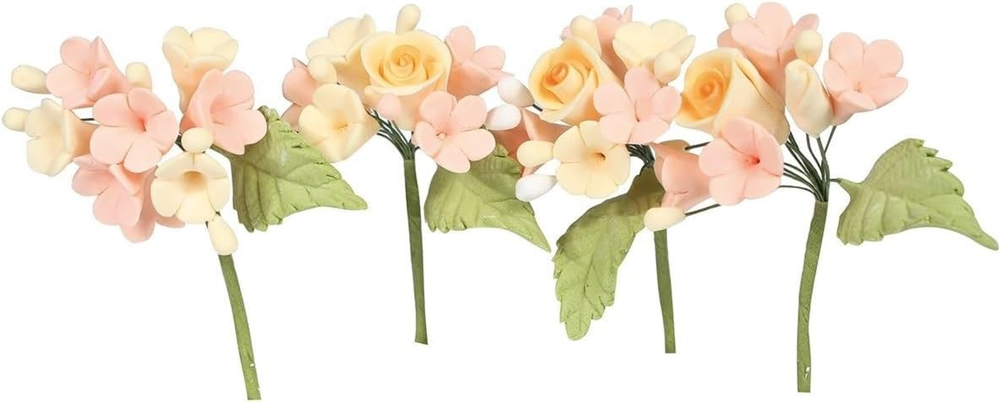 Mini Rose Spray, Blue Floral Cake Decoration with Flowers and Leaves, Single