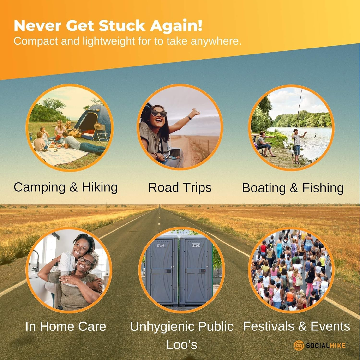 Social Hike Portable Folding Camping Toilet - Outdoor Lightweight Compact Potty image number 4