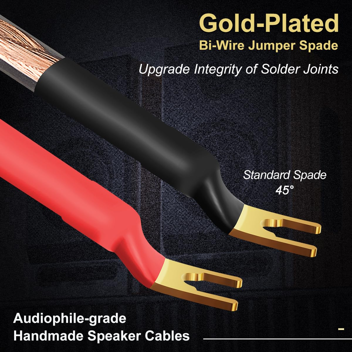 UCINNOVATE 2 Pack 2M Hifi Speaker Wire with Jumper Spade, 13AWG 6.56FT Speaker Jumper Cable Cord Bridge with Gold-Plated Banana Plugs for Audio Amp Terminal Amplifier Hifi System Home Theater image number 5