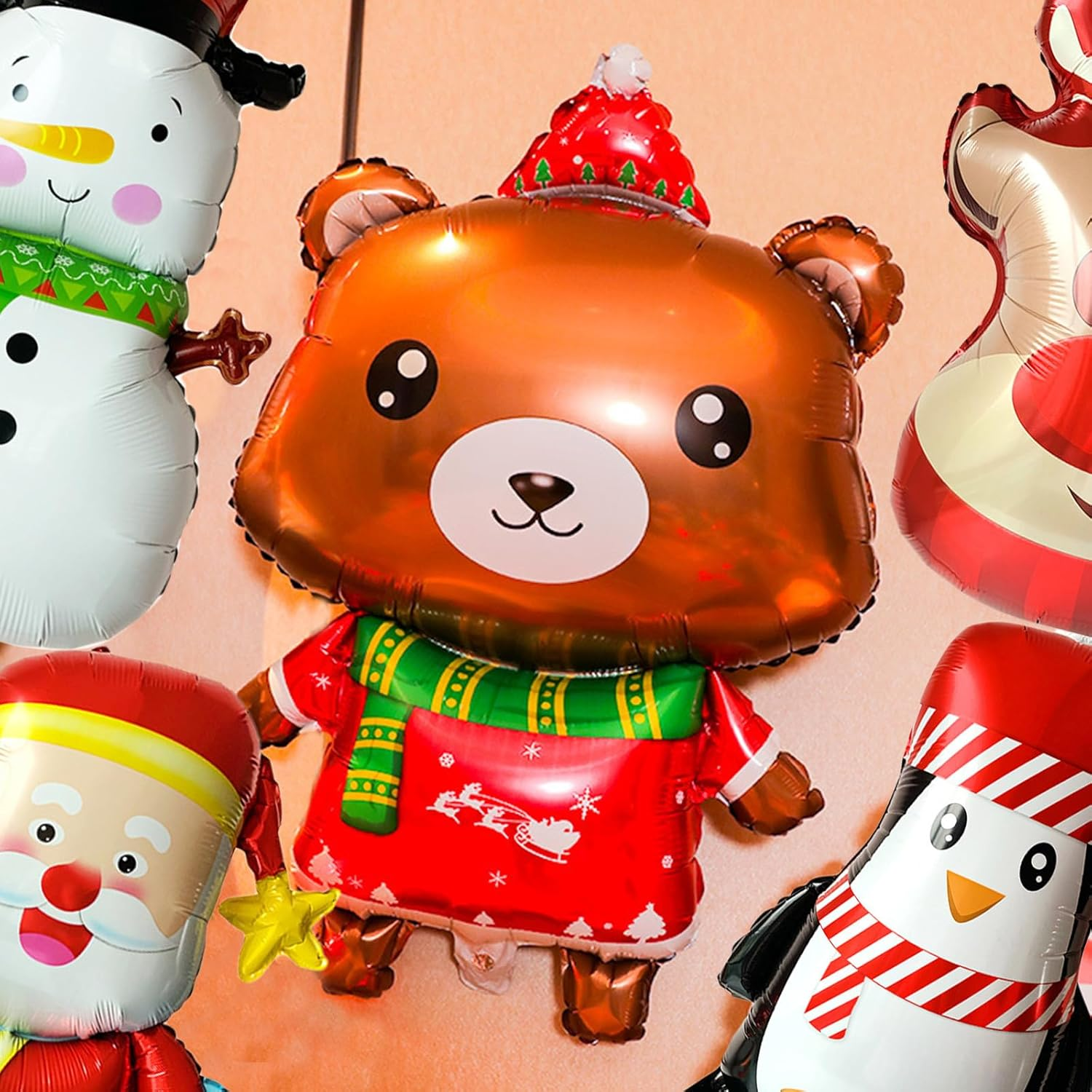 6 Pcs Large Merry Christmas Aluminum Foil Balloons: Santa Claus, Snowman, Elk, Bear - Christmas Decoration, Party Favor image number 5