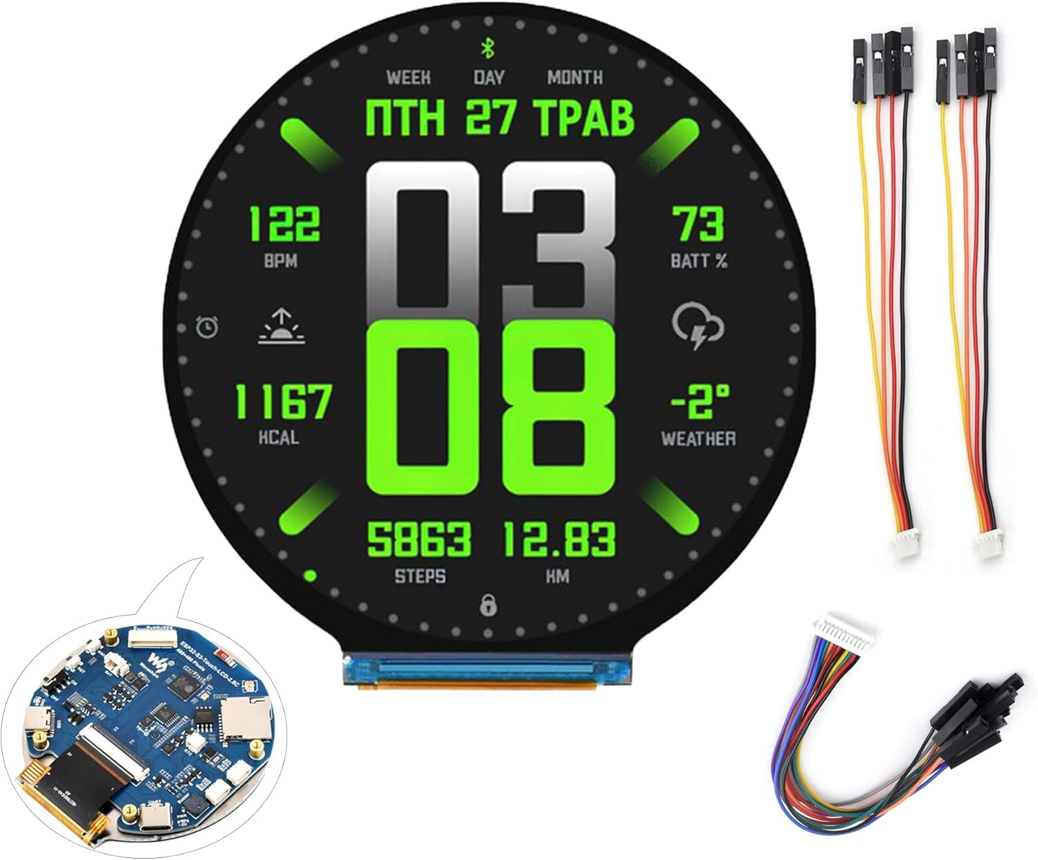 Ueekkoo ESP32-S3 2.8" round Display Development Board, 480X480 Resolution IPS Display, 32-Bit LX7 Dual-Core Processor, Wifi & BLE, Single Board Computer image number 3
