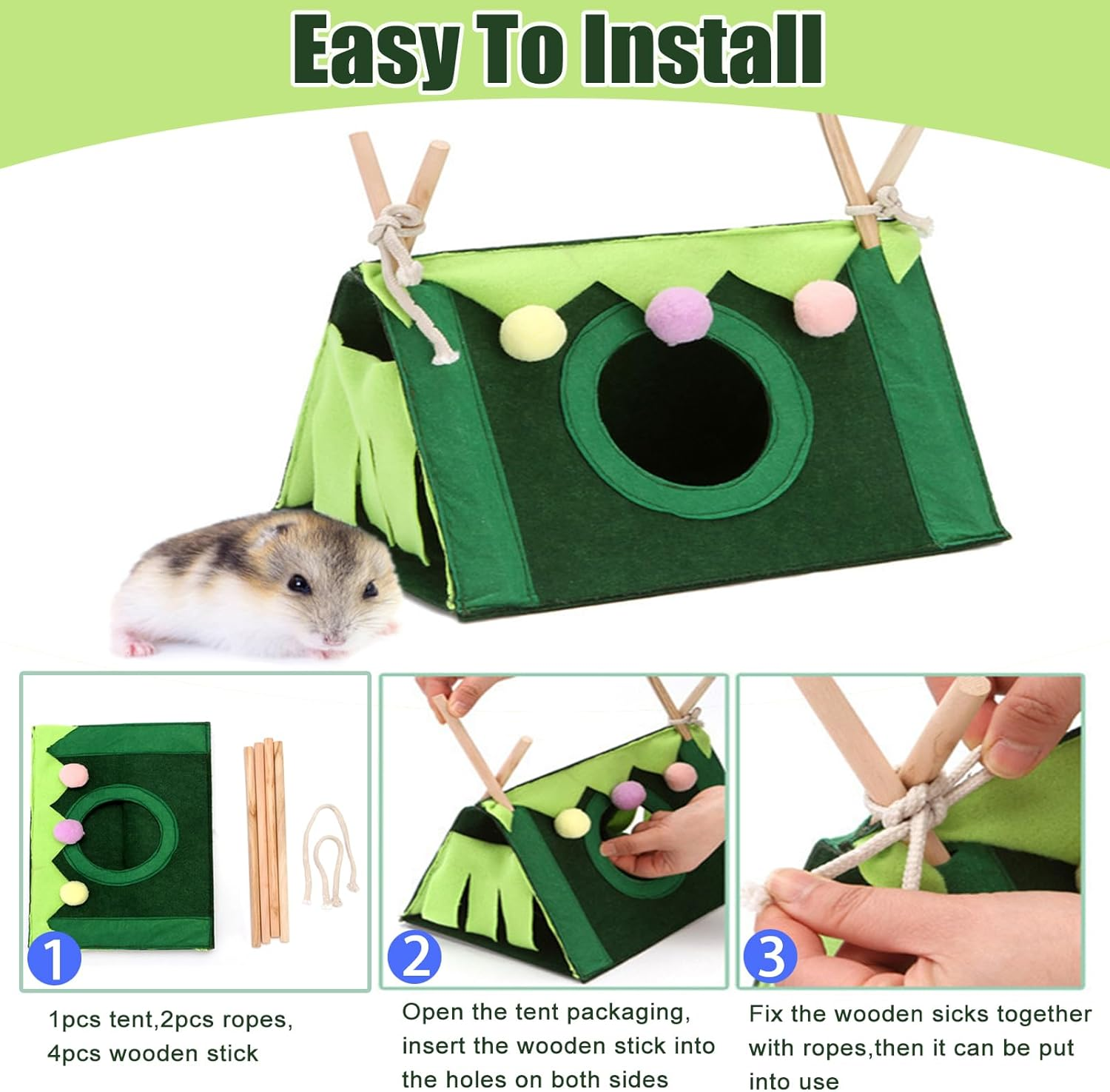Guinea Pig Bed, Guinea Pig Forest Hideaway, Corner Hammock Small Animals Hideaway, Small Animal Beds, Cuddly Cave for Ferrets, Chinchillas, Hedgehog Hamsters and Gliders Rats image number 6
