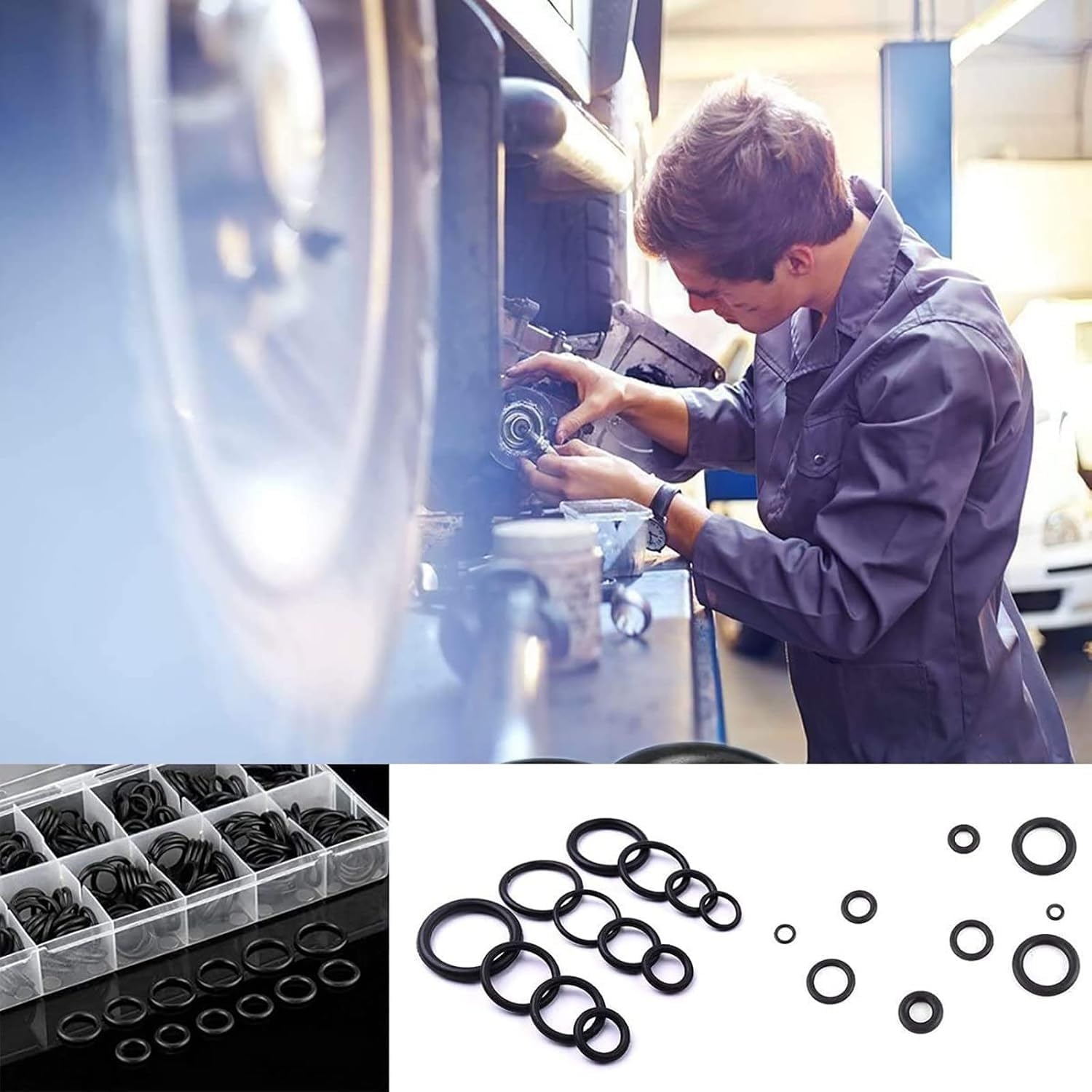 YUENTOEN 279Pcs Rubber O-Rings Kit, 18 Sizes Nitrile Rubber O Ring Assortment Set, Pressure Washer O Ring Kit for Faucet, Hose, Automotive, Air Gas Plumbing Sealing Repair O Rings image number 4