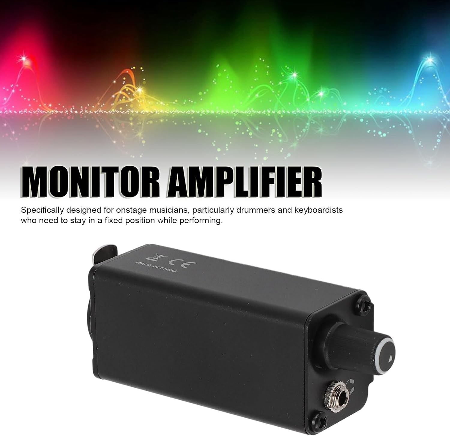 Monitor Amplifier, Headphone Amplifier Earphone Amp, Volume Control XLR Input 3.5Mm Stereo Jack with Waist Clip for Drummer Keyboardist image number 1