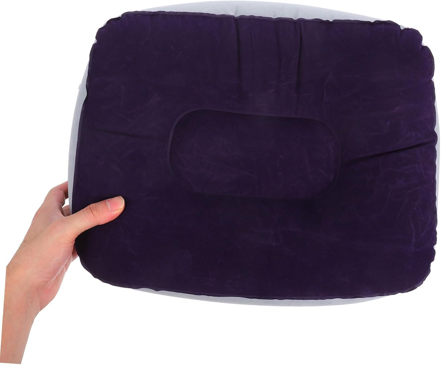 Operitacx 2Pcs Inflatable Foot Rest Pillow PVC Flocking Cushion for Travel Home Comfortable Footrest Stool for Airplane Car Office Grey Blue