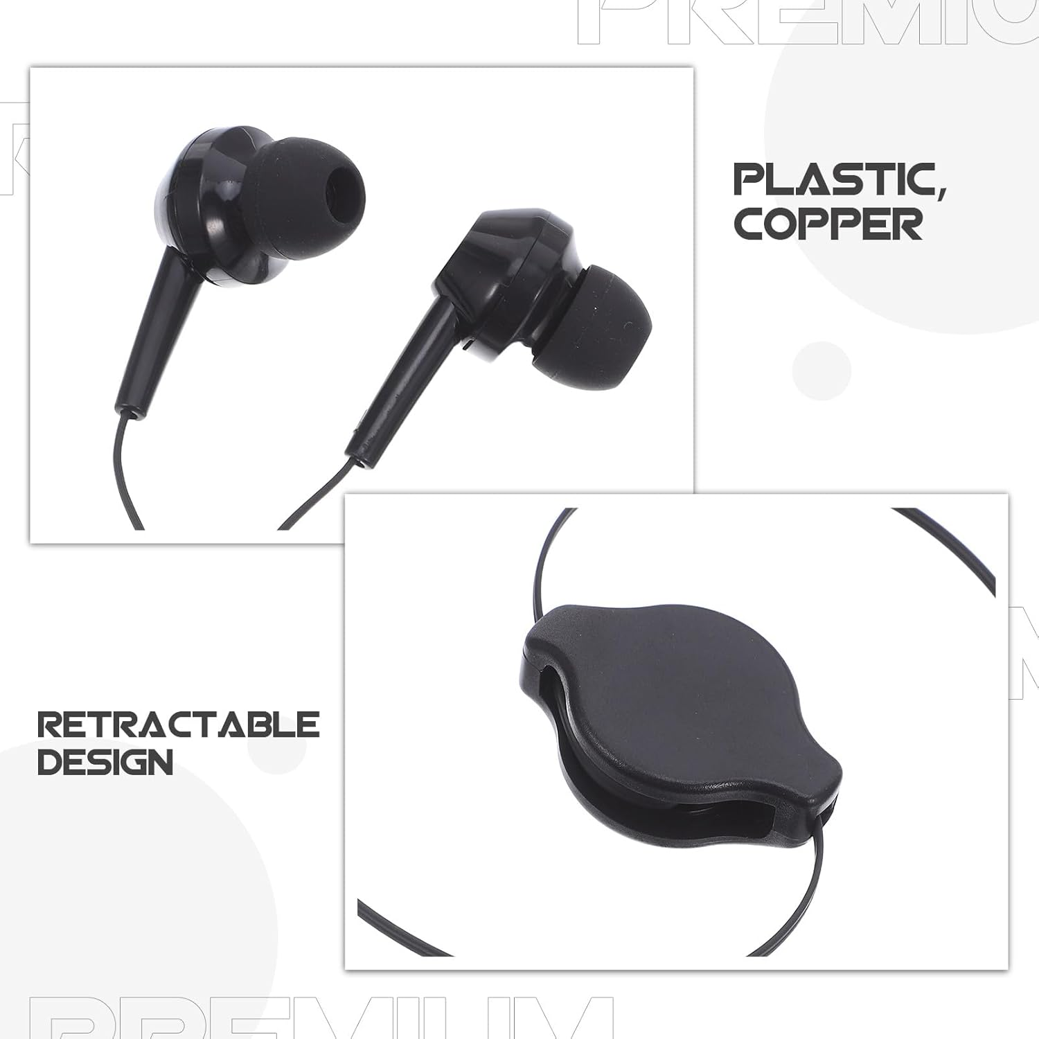 DOITOOL 2Pcs Double-Pull Retractable Earphones Wired Ear Design for Work Study Travel USB Charging for Portable Use image number 4