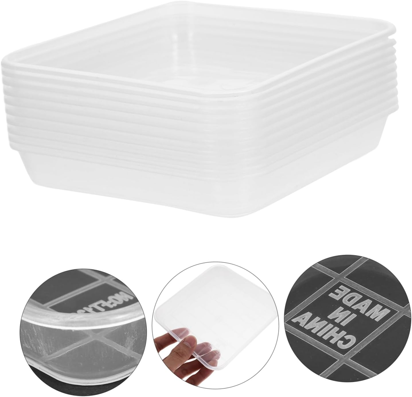 Milisten Clear Square Plant Saucers 10-Pack Plastic Pallet Base Flower Pot Drip Trays Water Saucers for Indoor Outdoor Garden Accessories Plant Drainage Protection image number 4