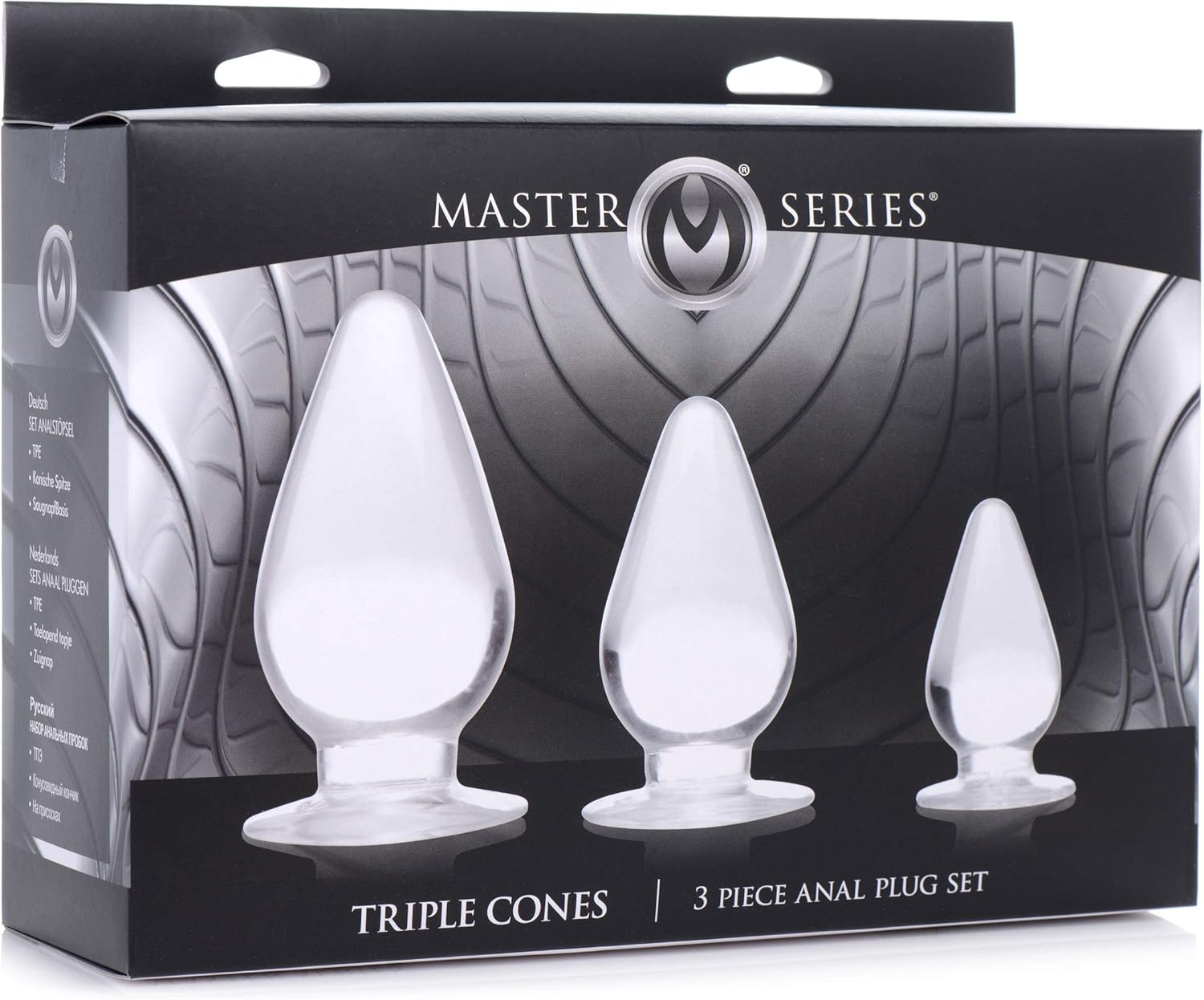 Master Series Triple Cones Anal Plug 3 Pack, Clear image number 1