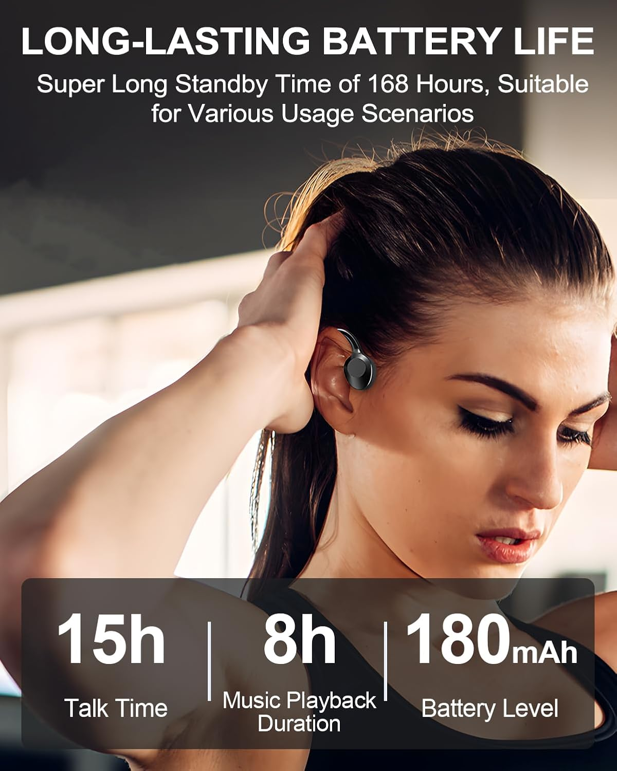 Sangcca Bone Sound Headphones Bluetooth 5.1 Wireless, Open-Ear Bone Conduction Headphones with Microphone, Bone Conduction Headphones for Running, Cycling, Fitness, Work, 10H Battery, Lightweight image number 5