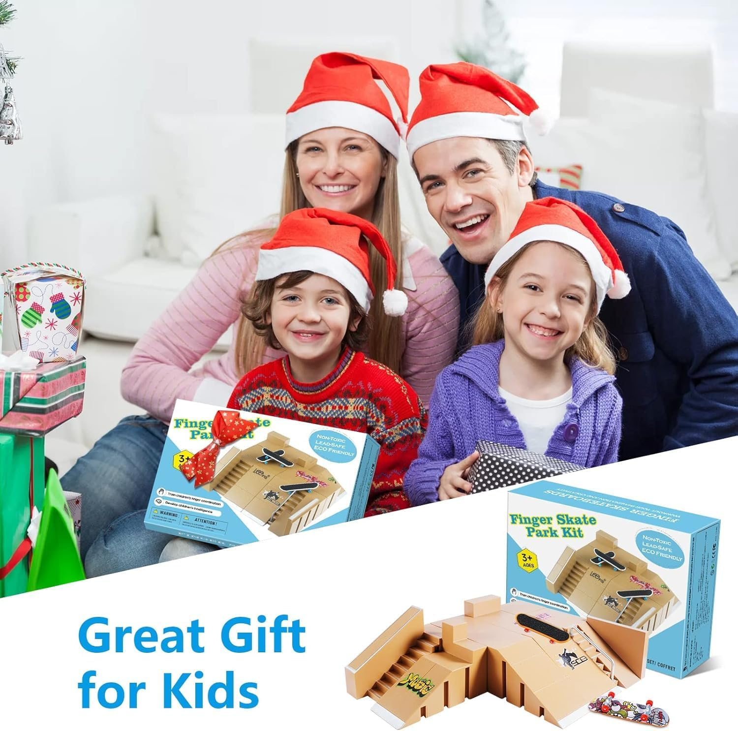 APEXORIGIN Fingerboard Skate Park Kit, Skateboard Finger Toys with 3 Finger Skateboards & 8 Skatepark Deck Ramp for Mini Finger Board Skate Training (Brown)