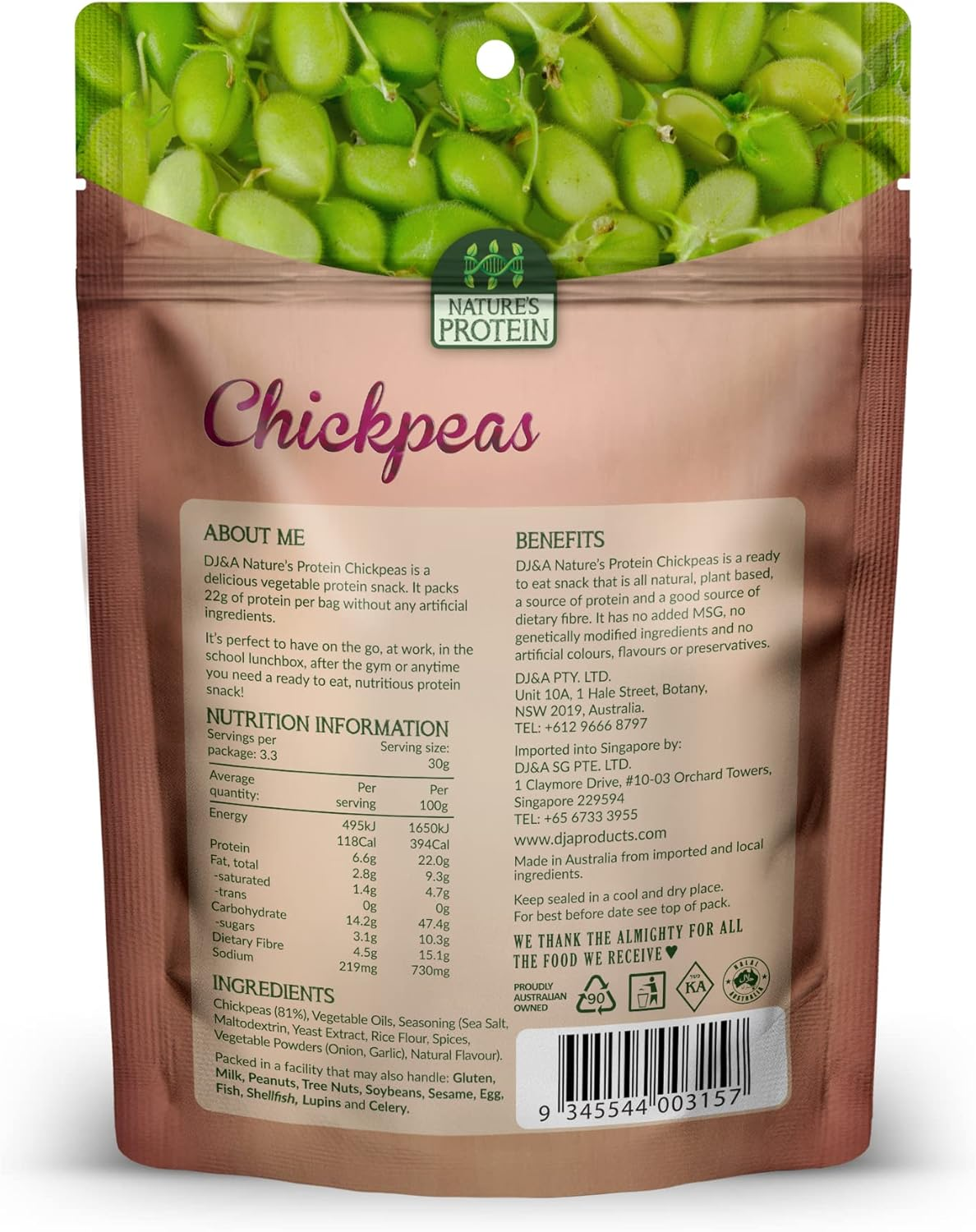 DJ & a Nature'S Protein Chickpeas 100 G image number 2