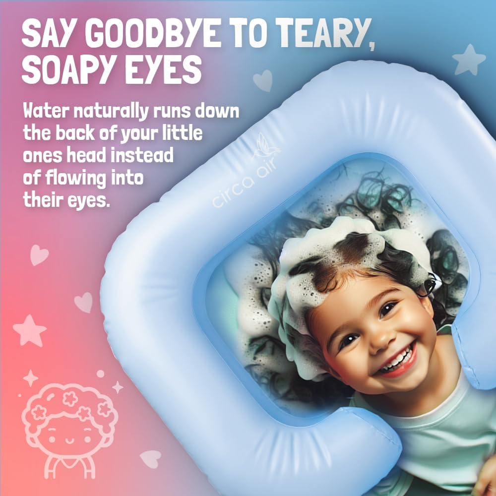 Circa Air Portable Hair Washing Station for Kids - Inflatable Hair Washing Basin for Children, Toddler with Built-In Pillow & Neck Support, Hair Wash Basin Sink for Hair Wash in Bed, on Floor, Bathtub image number 5