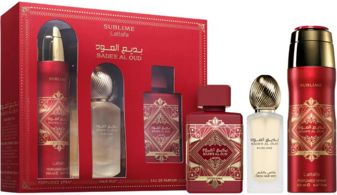 Lattafa Badee Al Oud Sublime 100Ml EDP Mens + 200Ml Body Spray + 50Ml Hair Mist image number 1