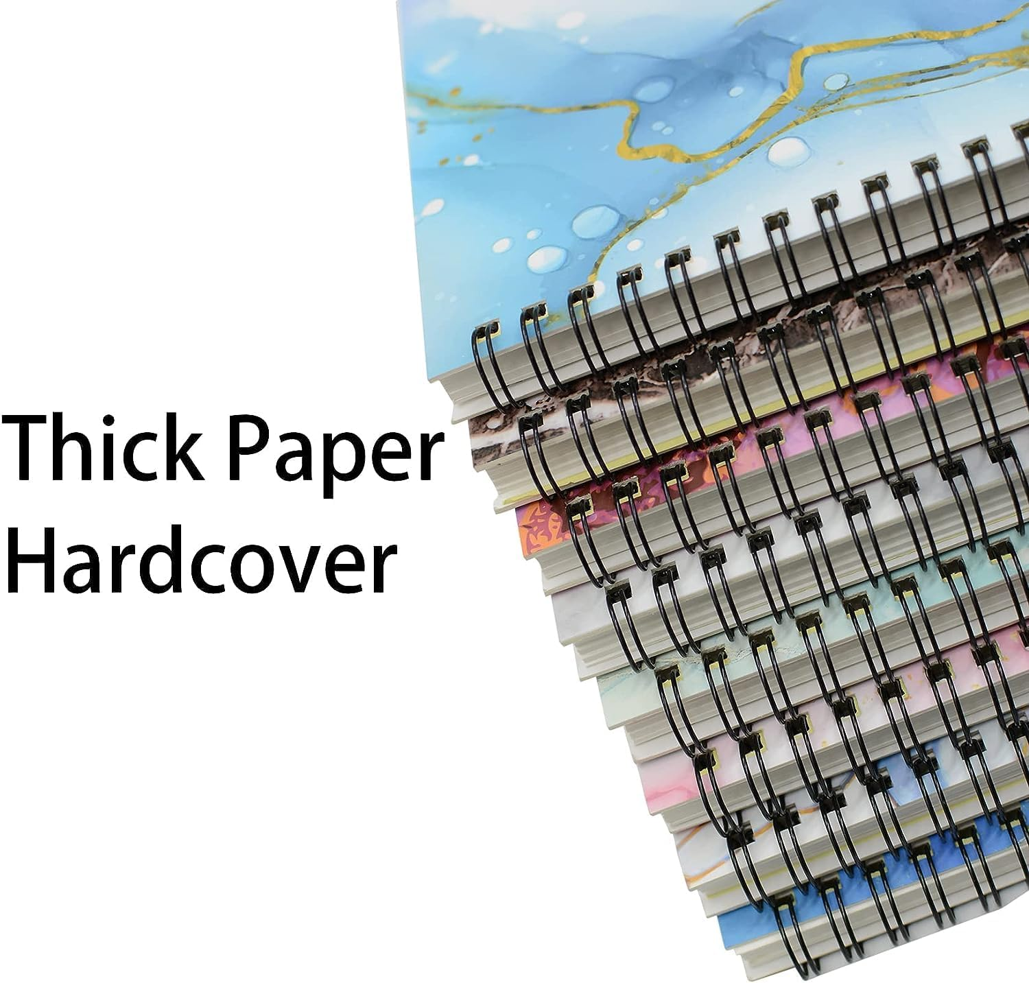 DUOMIAO Spiral Notebook, 4 Pcs A5 Marble Design Thick Hardcover 7Mm College Ruled 80 Sheets -160 Pages Journals for Study and Notes (4 Style A5) (Colorful) image number 5