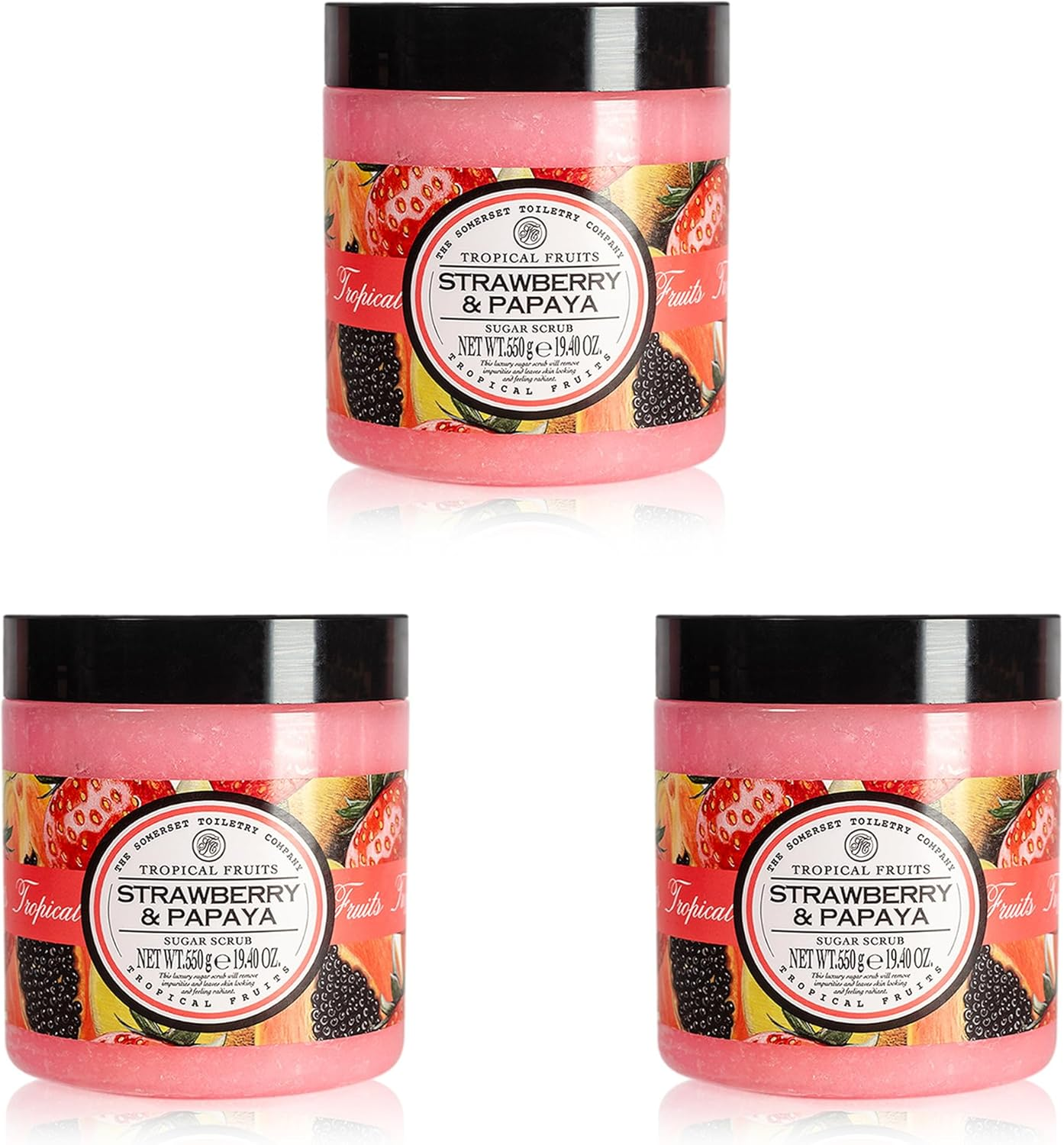 Tropical Fruits Gentle Exfoliating Strawberry & Papaya Sugar Scrub 3 X 550G image number 3