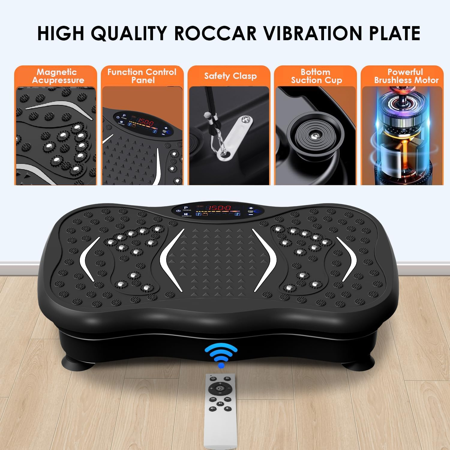 Vibration Plate Exercise Machine with Bluetooth Speaker, Vibration Plate Platform for Lymphatic Drainage, 120 Adjustable Speeds Power Vibrating Plate Helps Weight Loss, Shaping image number 2