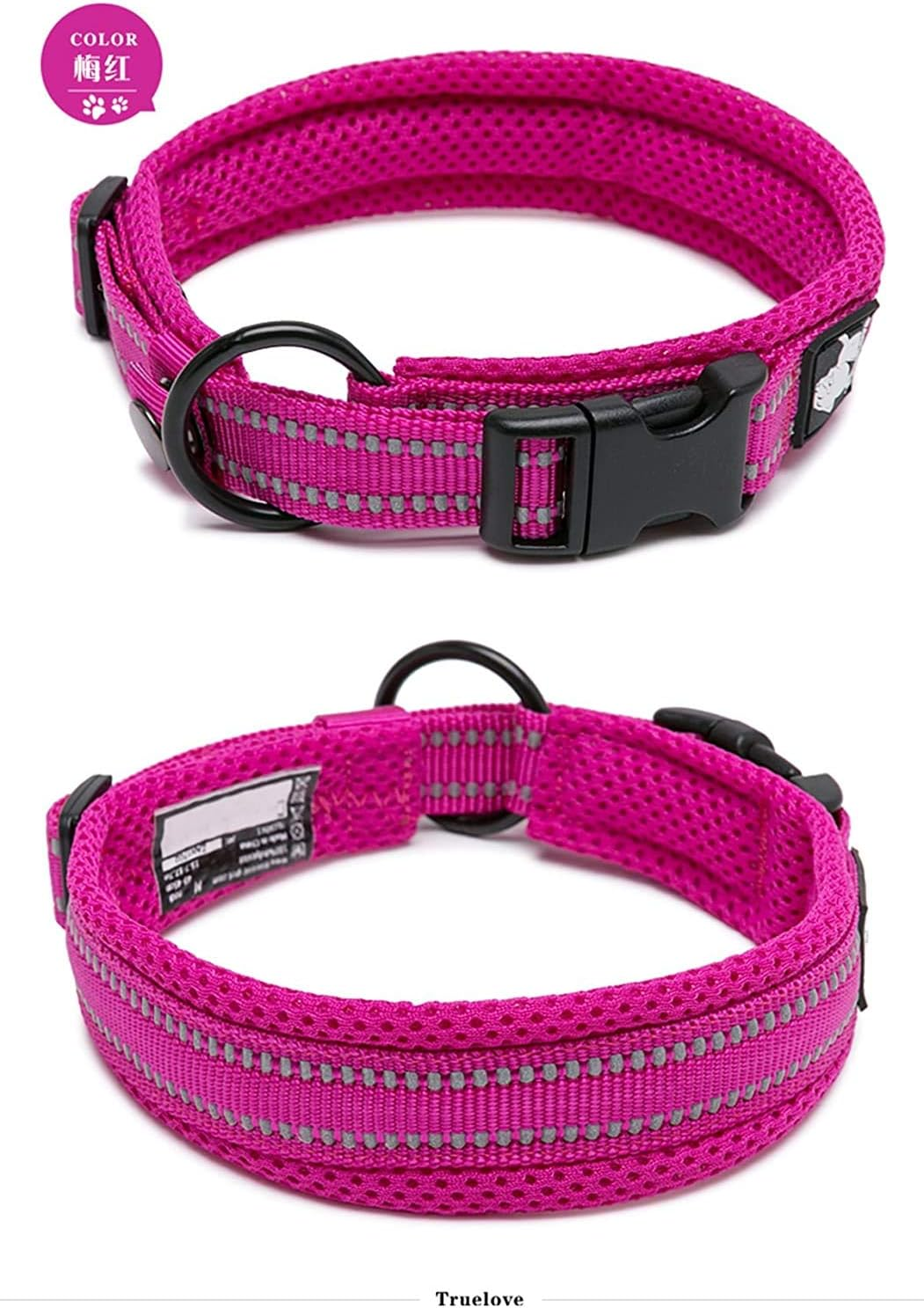 True Love Dog Training Collar TLC5011 Reflective Dog Collars (2XL, Fushcia) image number 7