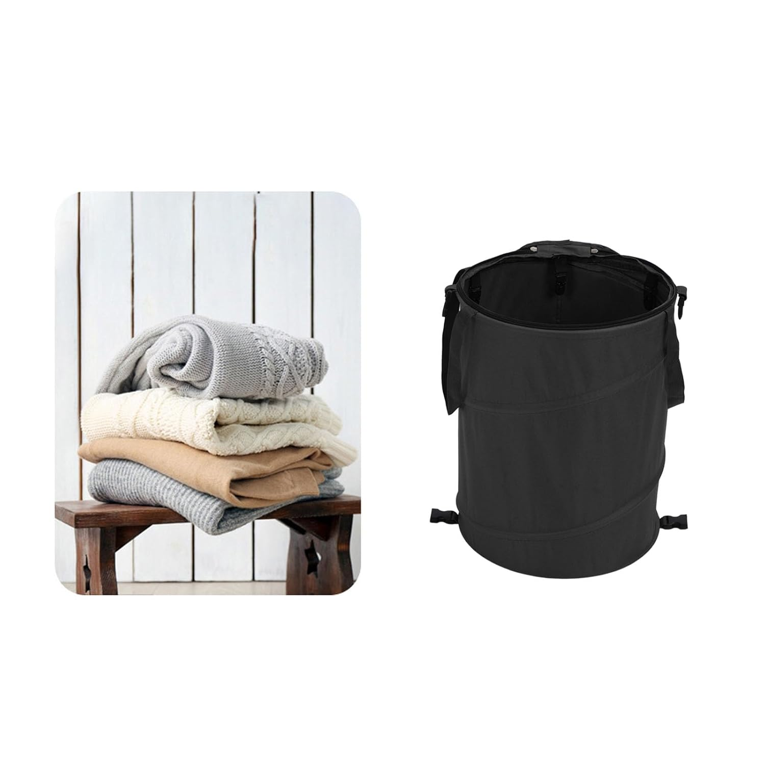 Collapsible Trash Can, Pop up Outdoor Garbage Can 600D Oxford Cloth Camping Trash Can Utility Container with Lid, Reusable Outdoor Trash Garden Yard Trash Bag for Camping, image number 2