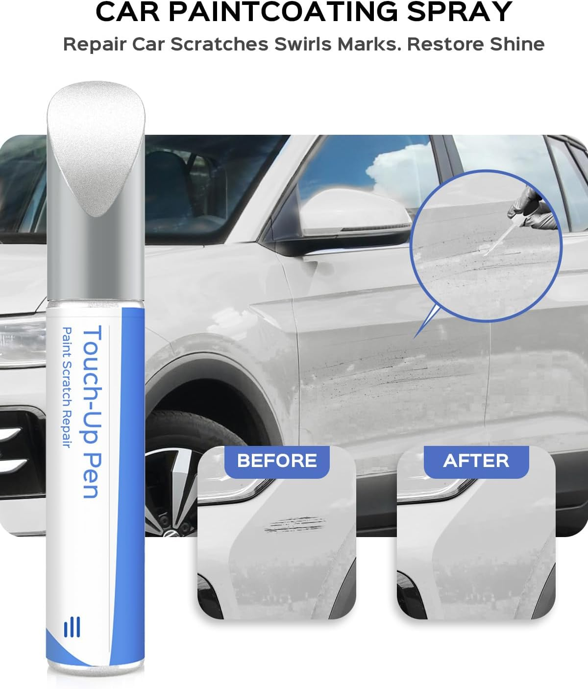 LC9A/0Q Pure White Touch up Paint Compatible with Volkswagen Exact Match Chips and Nicks Touch Up