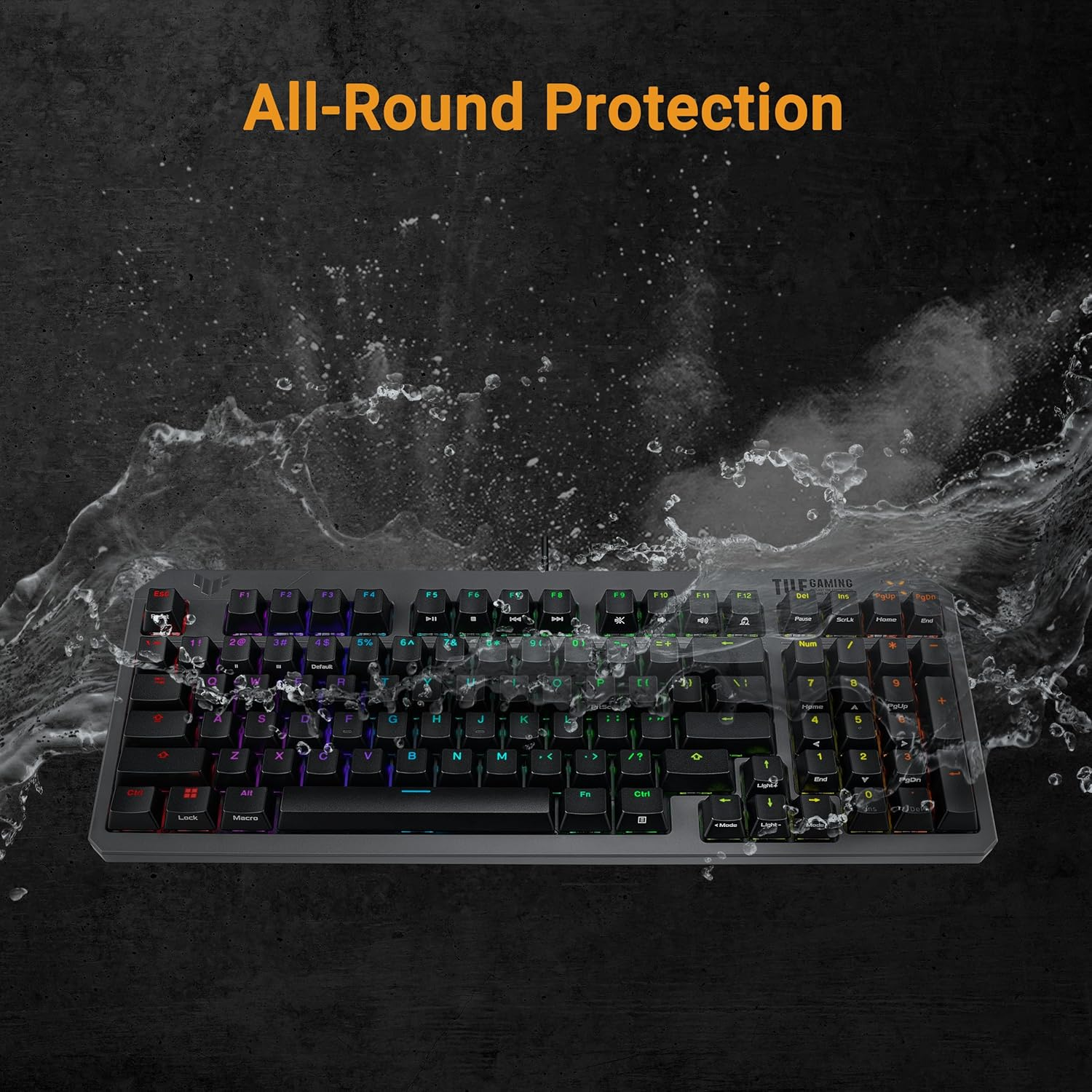ASUS TUF Gaming K3 Gen II Keyboard with Compact 97-Key Layout, Optical-Mechanical RGB Switches, Silicone-Gasket Mount, Dampening Foam, IP57 Waterproofing, a Detachable Top Plate, and Aura Sync