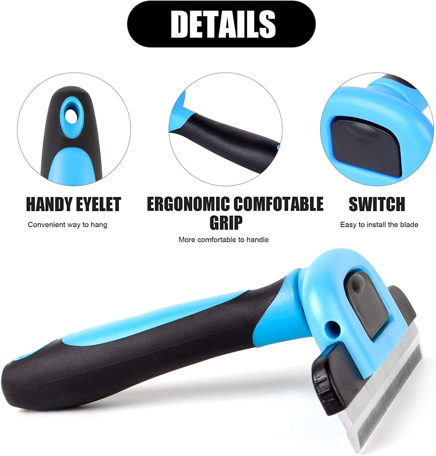 DDSHUN Deshedding Tool - Pet Grooming Brush Dematting Comb for Short, Medium & Long Haired Dogs, Cats, Horses image number 3