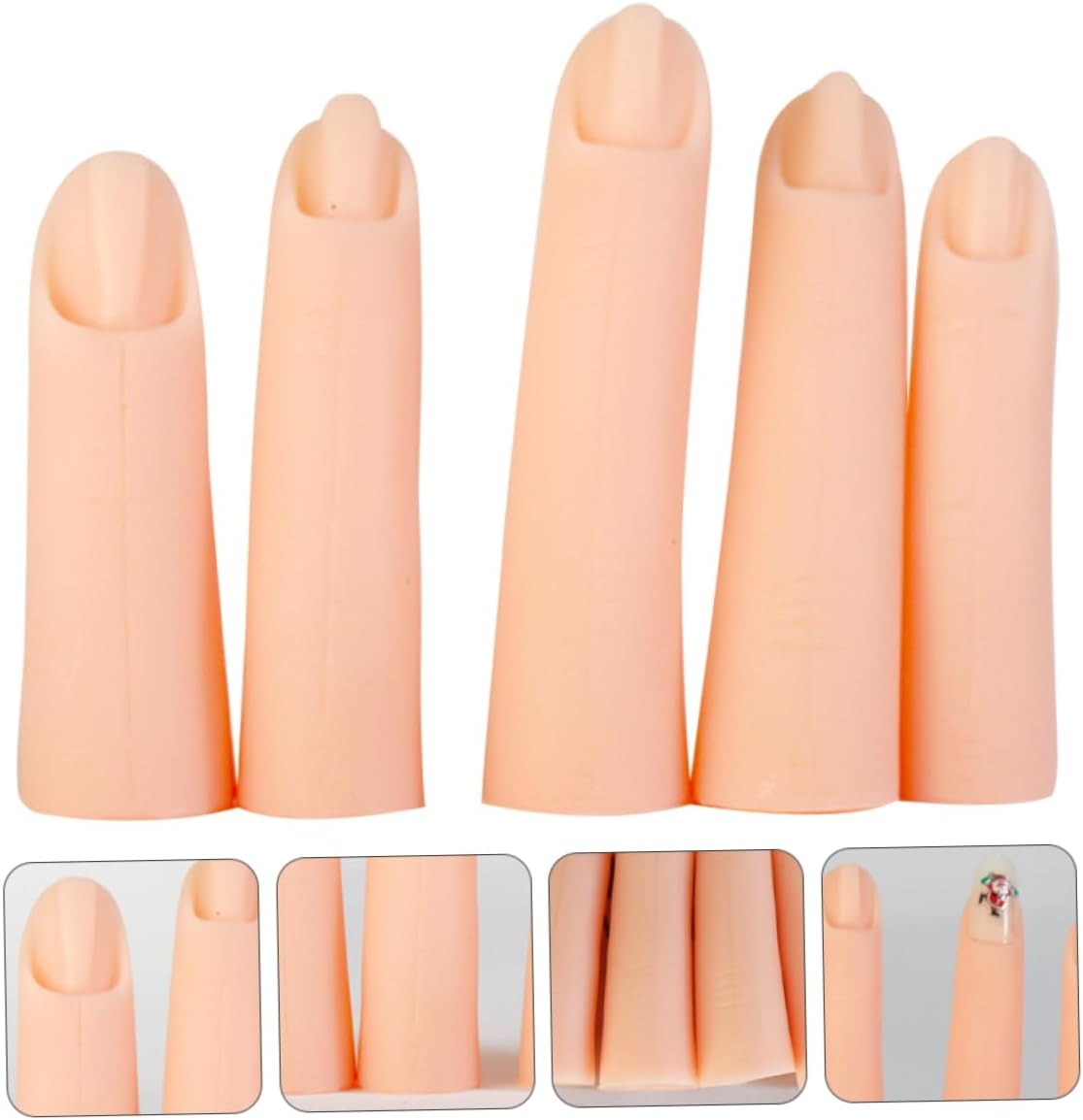 MUSISALY 5Pcs Manicure Practice Fingers Silicone Fake Nails Nail Art Training Hand image number 5