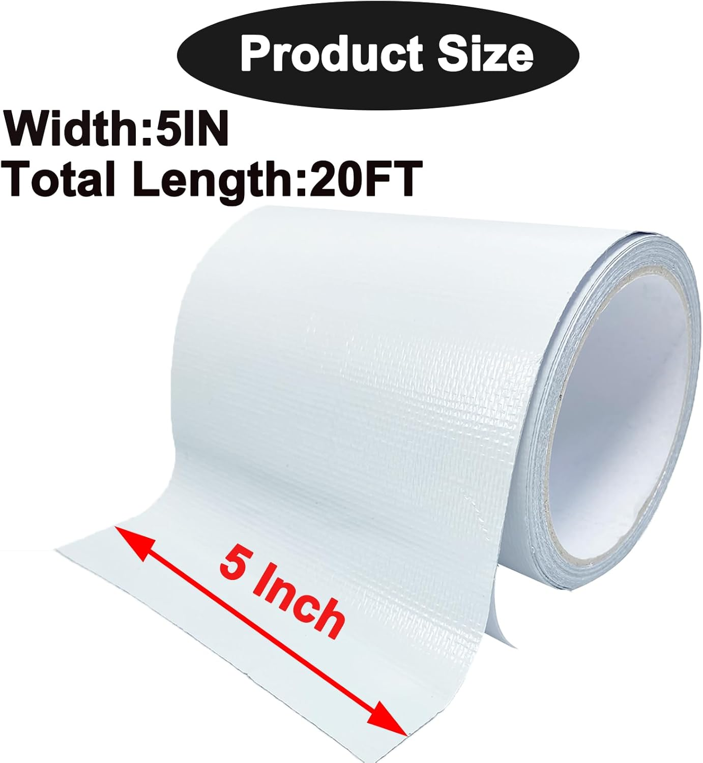 KAIHENG Waterproof Repair Tape for Awning, 5IN X 20FT Outdoor Canvas Tarp Repair Tape, Tent, Boat Covers, Canopy, Sail Tape, Tear Repair Patch Kit, Heavy Duty Uvproof, White image number 2