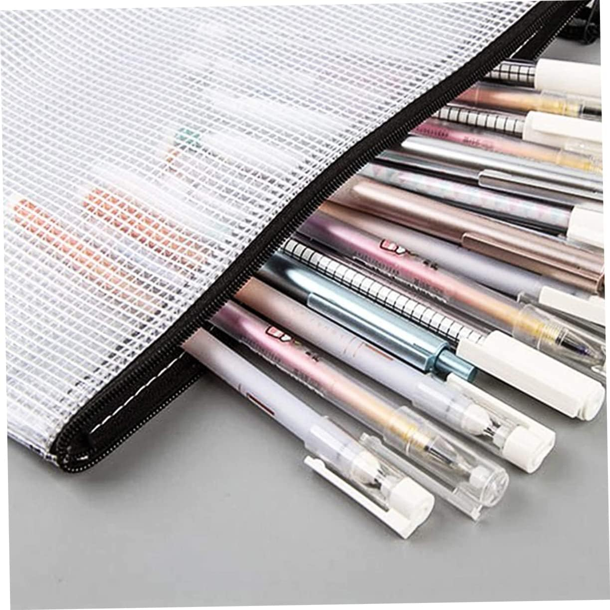 NAMOARLY 10Pcs Mesh Zipper Pouches Document Bags Plastic Folders for Office Large Storage Zip File Bags image number 4