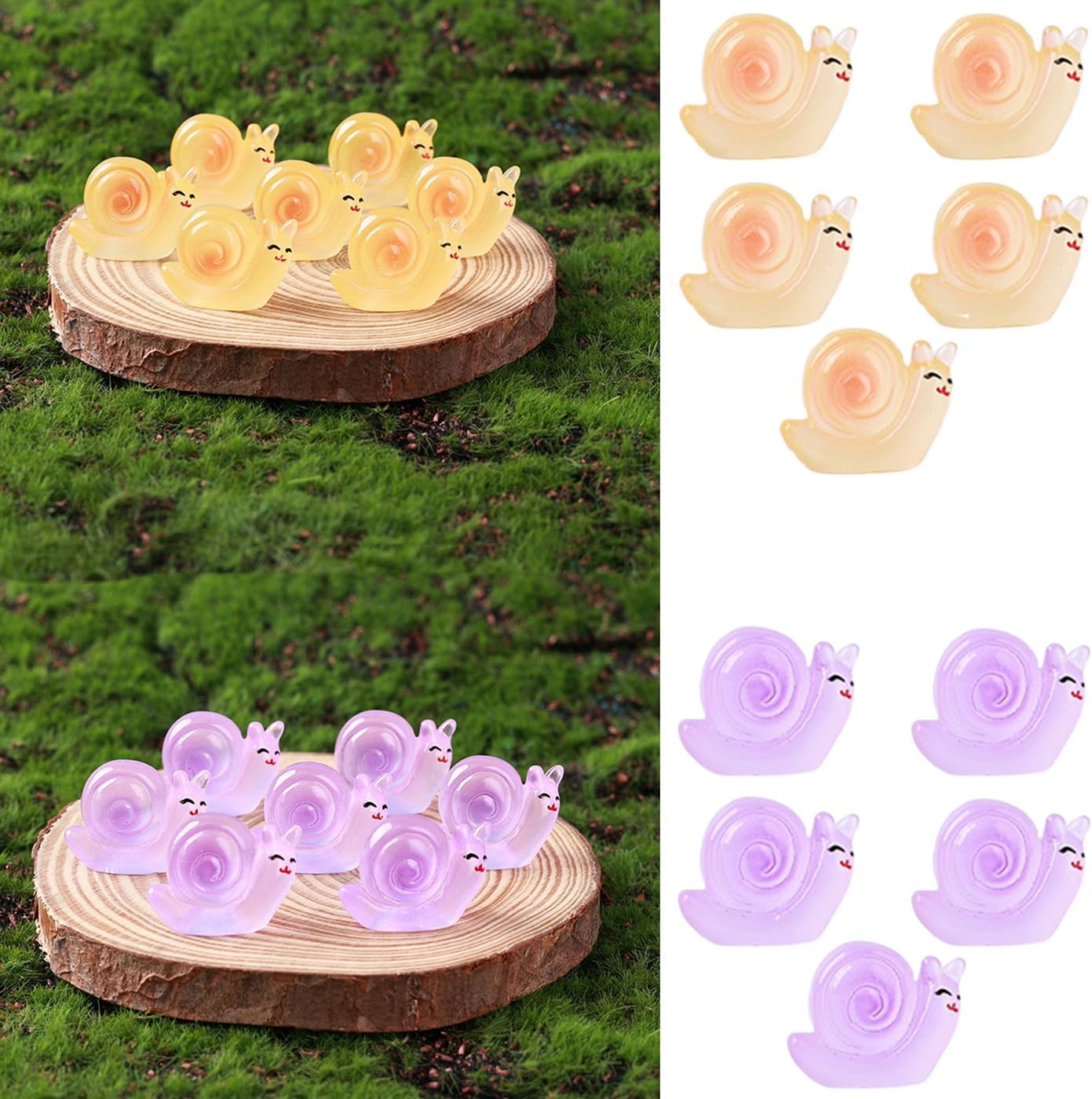 30 Pcs Mini Resin Animals Outdoor Luminous Snail Miniatures Garden Landscape Home Accessories 0.8X0.7 Inch Snails Figurines Party Decoration image number 5