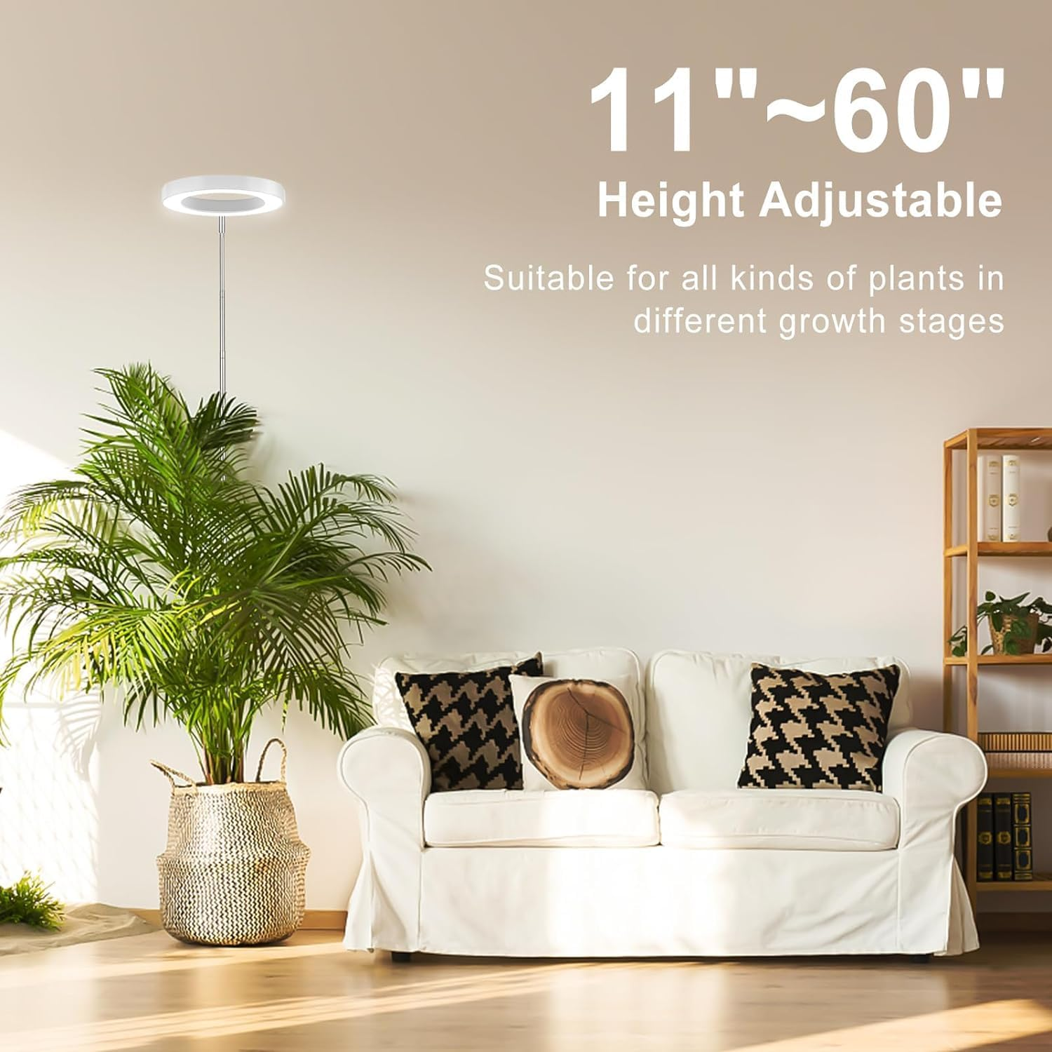 Ceiling Grow Light for Indoor Plants, Full Spectrum LED Halo Plant Light,Automatic Timer 3/9/12H,4 Dimmable Brightness Levels,5V Safe Voltage Growing Lamp,Ideal for Small Plants (3-In-1) image number 5