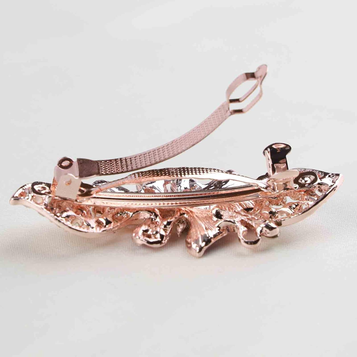 Tseenyi Crystal Flower Butterfly Hair Clip Gold Rhinestone Gemstone Hair Clip Bling Bridal Butterfly French Hair Clip Crystal Wedding Headpiece Women and Girls (With Purple Crystal) - Blue image number 3