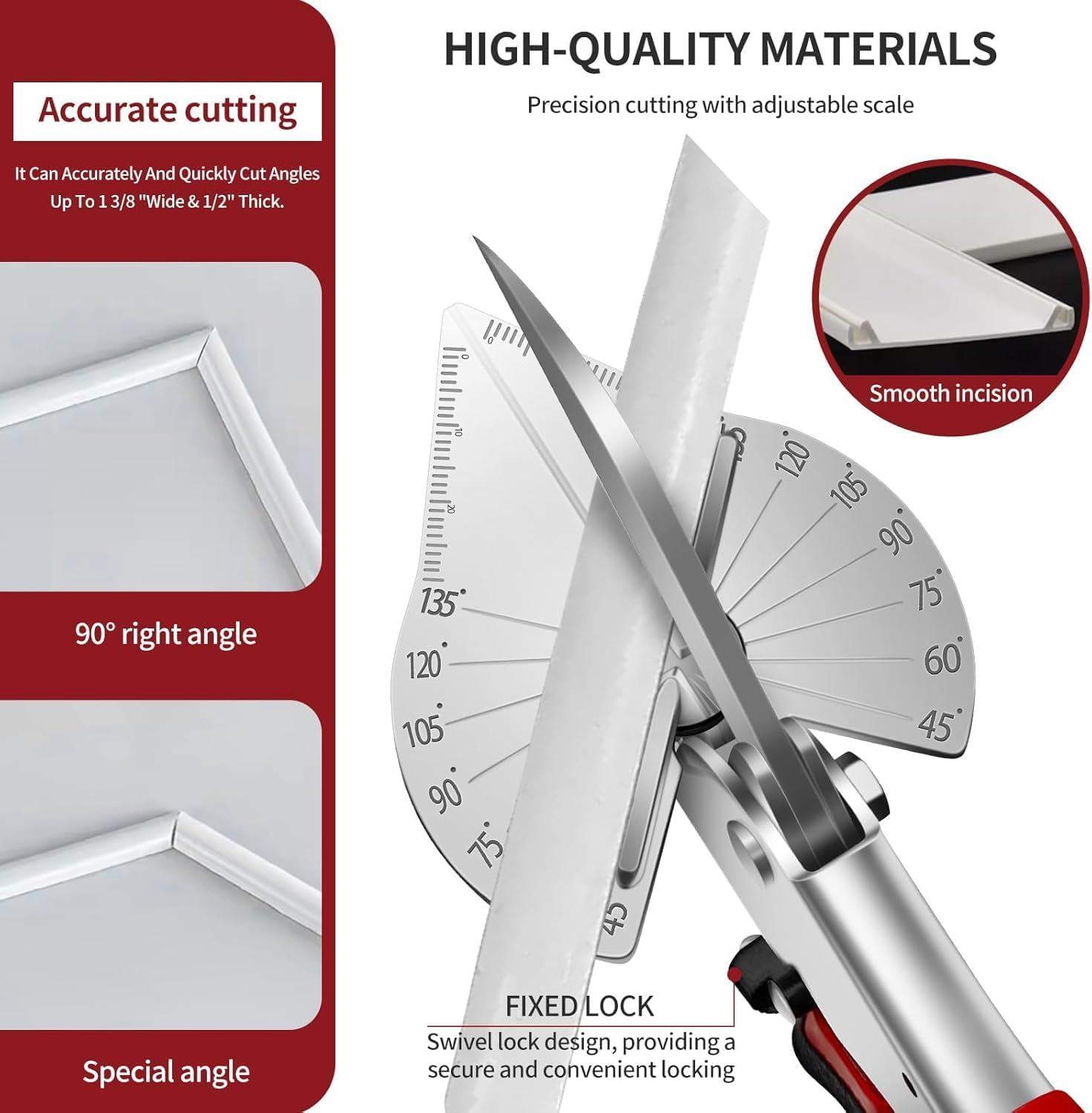 Multi-Angle Miter Shears - Adjustable 45&deg;-135&deg; Angular Trim Cutter Tool for Soft Wood, Plastic & PVC Molding, Shoe Molding with 2 Replacement Blades, Heavy Duty Miter Scissors for DIY Carpentry image number 1