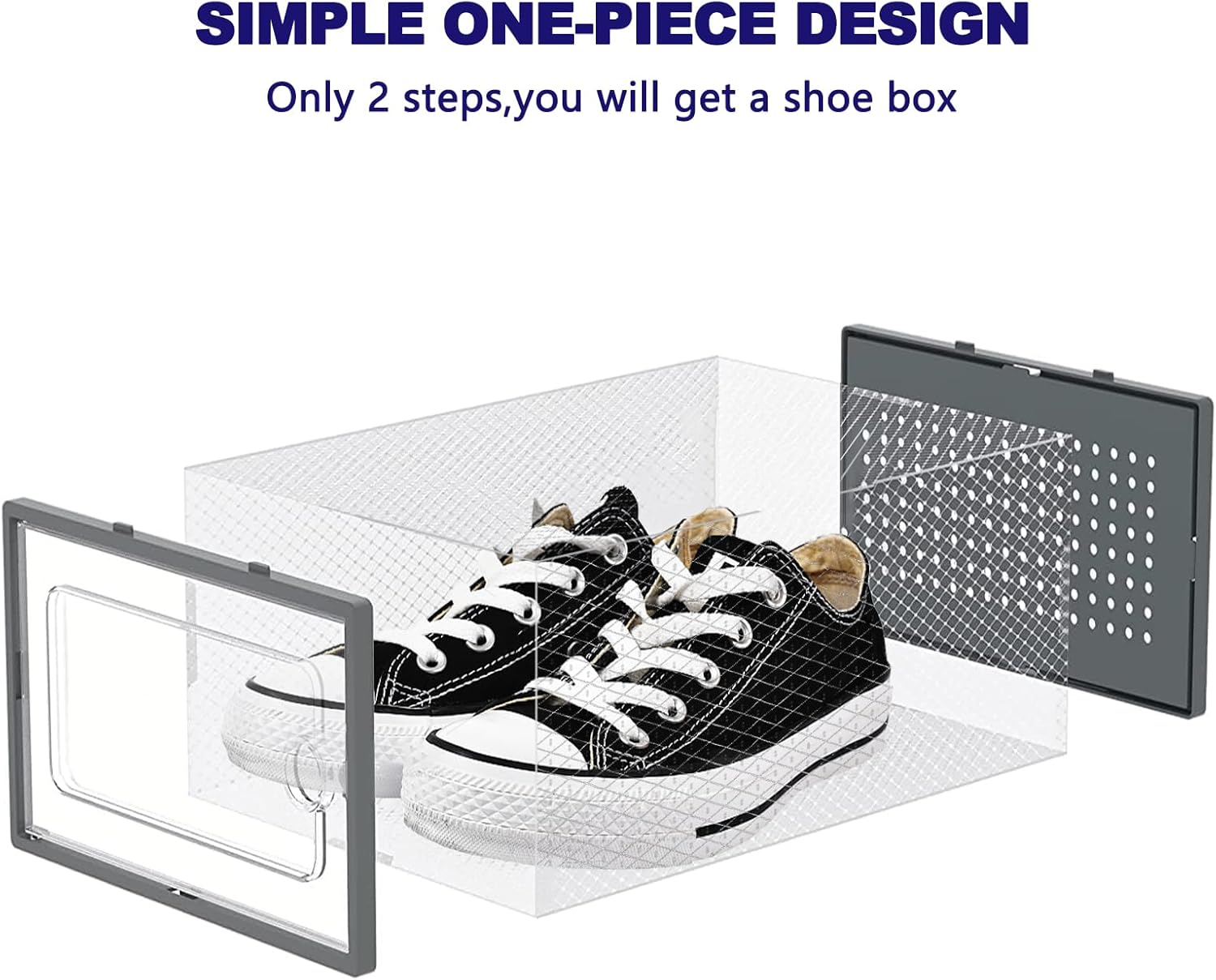 Stusgo Large 15 Pack Shoe Storage Box, Clear Shoe Box Plastic Stackable Shoe Organizer for Closet, Space Saving Foldable Shoe Rack Sneaker Container Bin Holder 15(33X 24X14Cm)