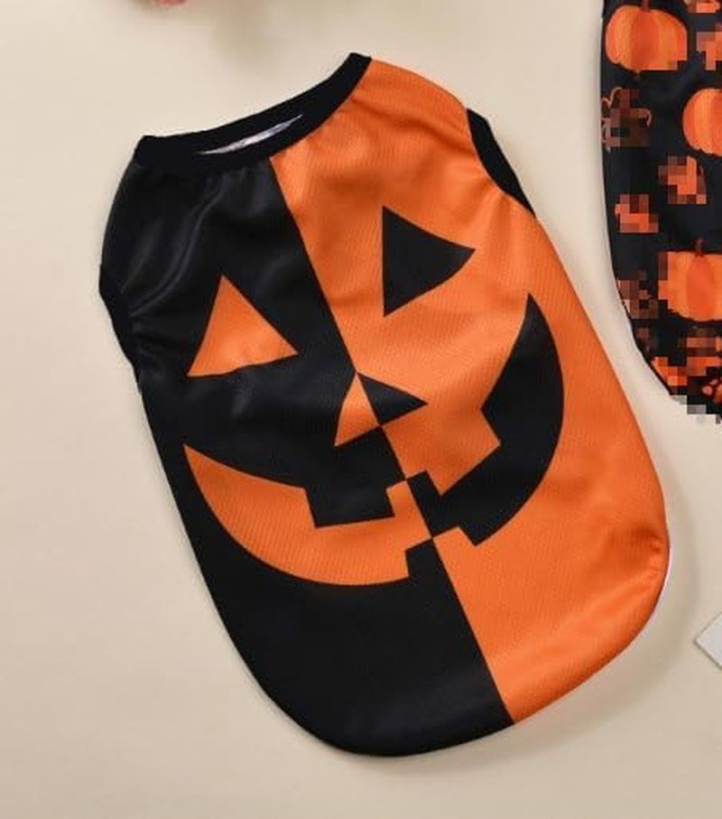 Dog Cat Outfit Pet Halloween Clothes Pumpkin Costume with Pumpkin Smiley Pattern (Black Orange, M)