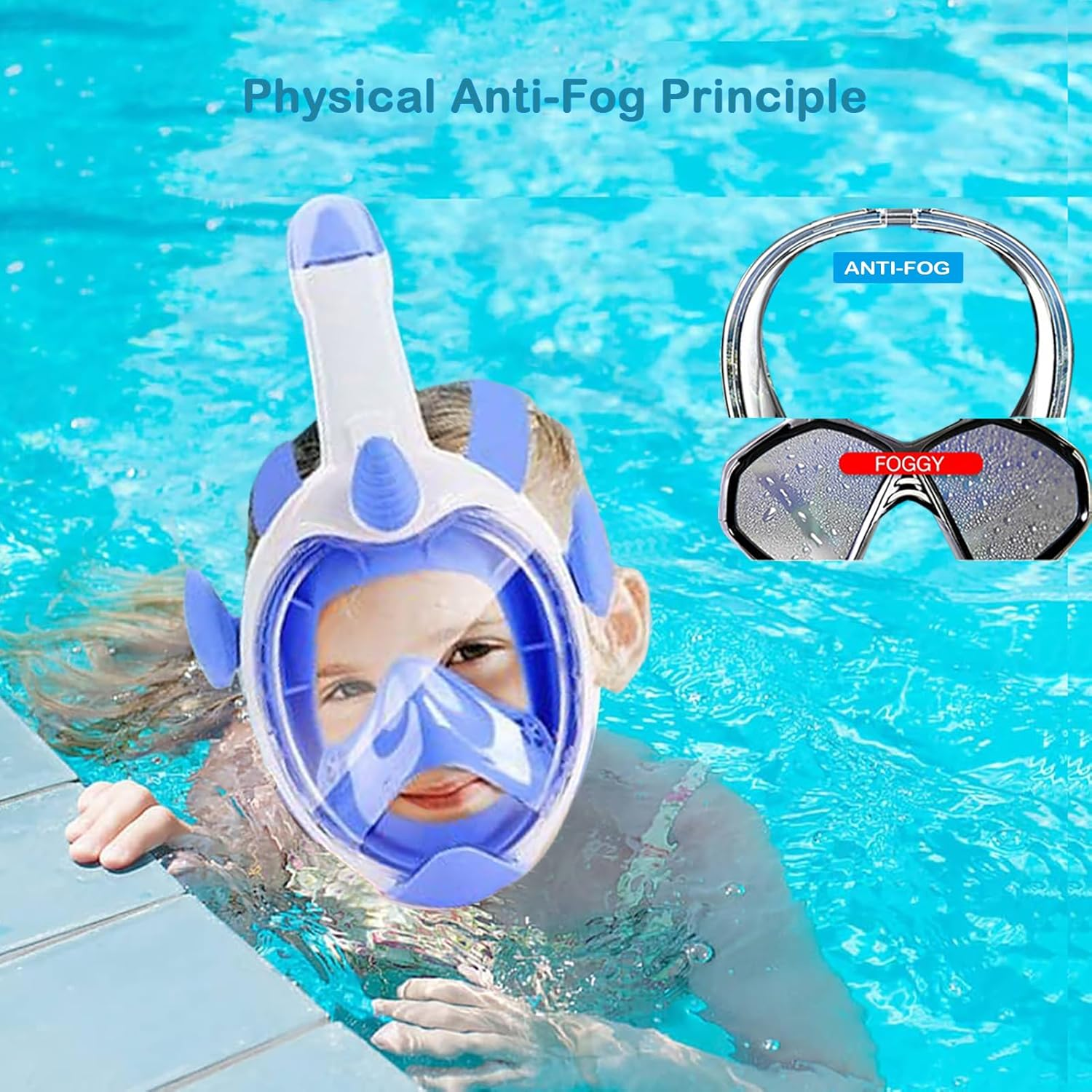 Aouloves Kids Snorkel Mask Full Face,Snorkeling Gear for Kids 4-16 with Camera Mount, 180 Degree Panoramic View Snorkeling Set Anti-Fog Anti-Leak image number 4