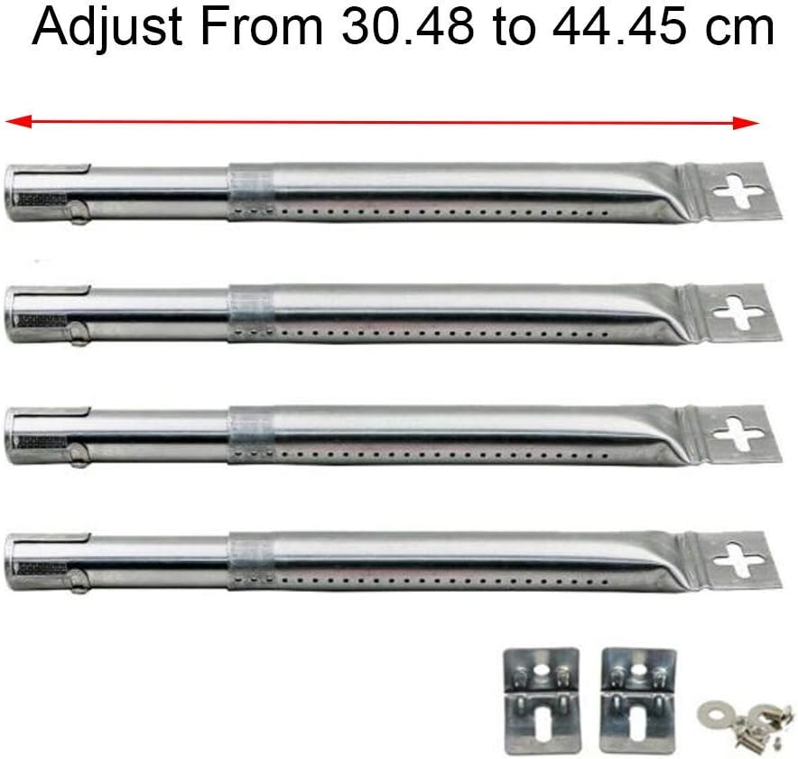 BBQ Gas Grill Universal Adjustable Stainless Steel Burner with Straight Tube for Fireplus, Fire Mountain, Char-Broil, Cosmogrill and Others, from 12" to 17.5"