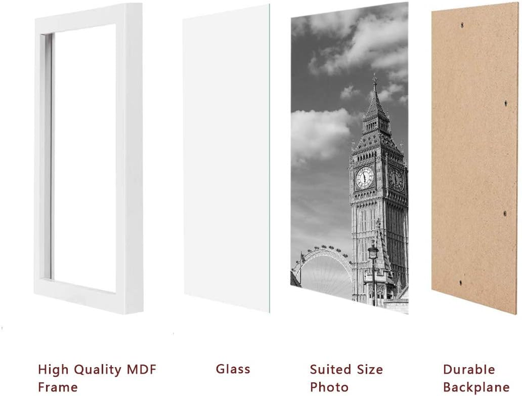 Q.Hou 4X6 White Picture Photo Frame, 3 Packs, Real Glass Front for Tabletop or Mount image number 4