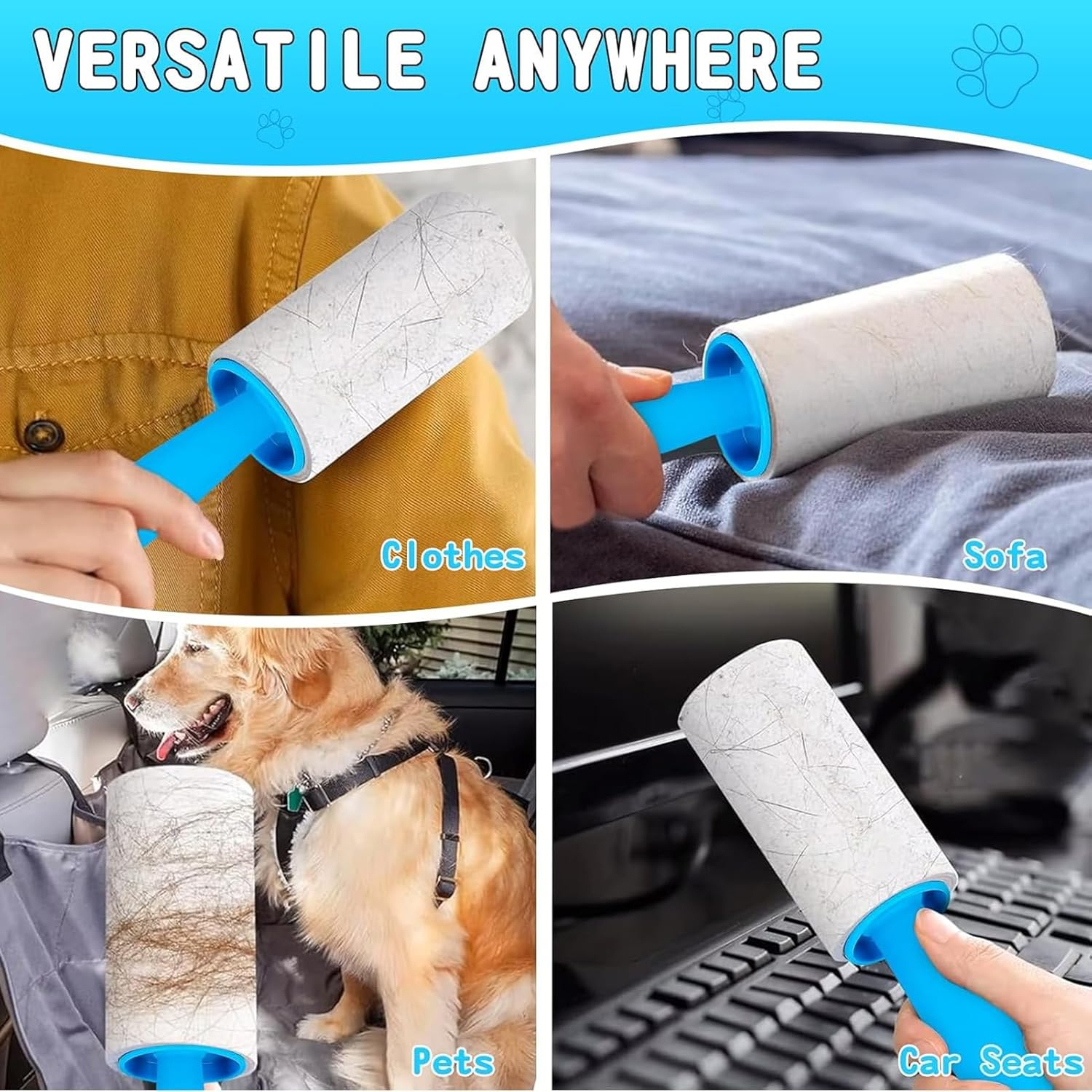 1000 Sheets Lint Rollers for Pet Hair Extra Sticky, Mega Value Set Lint Rollers for Pet Hair Removal, Dog and Cat Lint Remover for Clothes, Furniture, Carpet image number 6