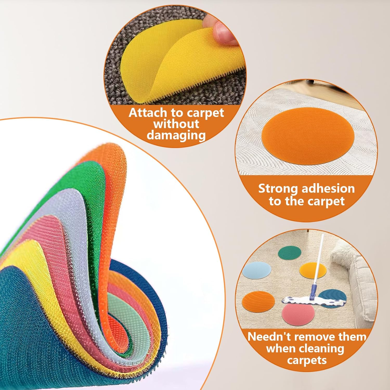 Taefuhnn 36Pcs Carpet Sit Spots Dots Markers with Storage Bag for Classroom Circle Sitting, Multicolor Floor Dots Sit Sickers for Teacher Supplies Elementary School Kindergarten Decoration image number 3