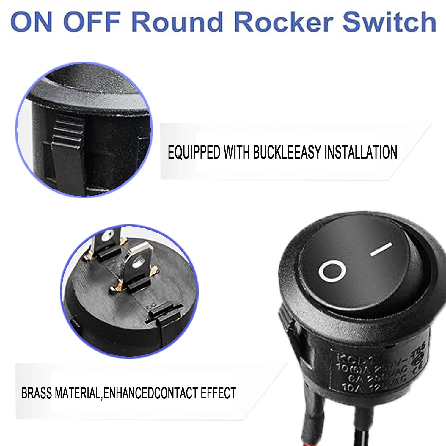 15Pcs round Rocker Switch, Mini Circle Toggle Switch with Pre-Wired AC 6A/250V 10A/125V, on off 20Mm SPST, 2 Pin Switch 120V Wired KCD1, 12V DC Electrical Switches for Car Boat RV Automotive