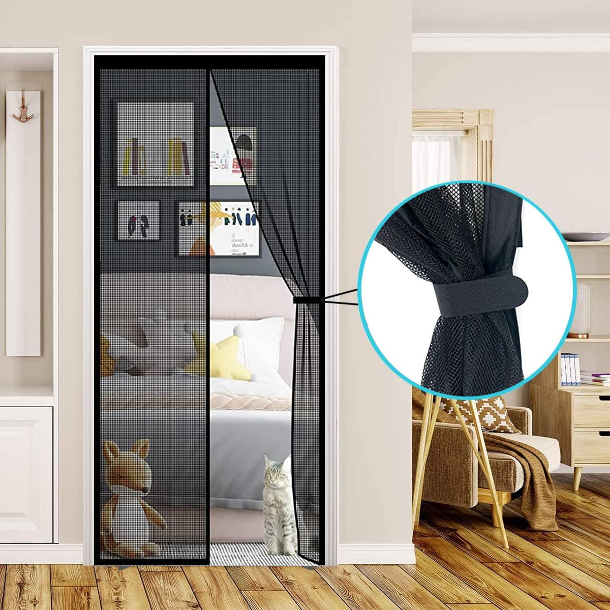 XCMVCN Magnetic Fly Screen Balcony Door, 65 X 190 Cm, Fly Screen Door, Magnetic Insect Protection, Easy Adhesive Mounting, No Drilling, for Balcony Door/Patio Door, Black image number 3