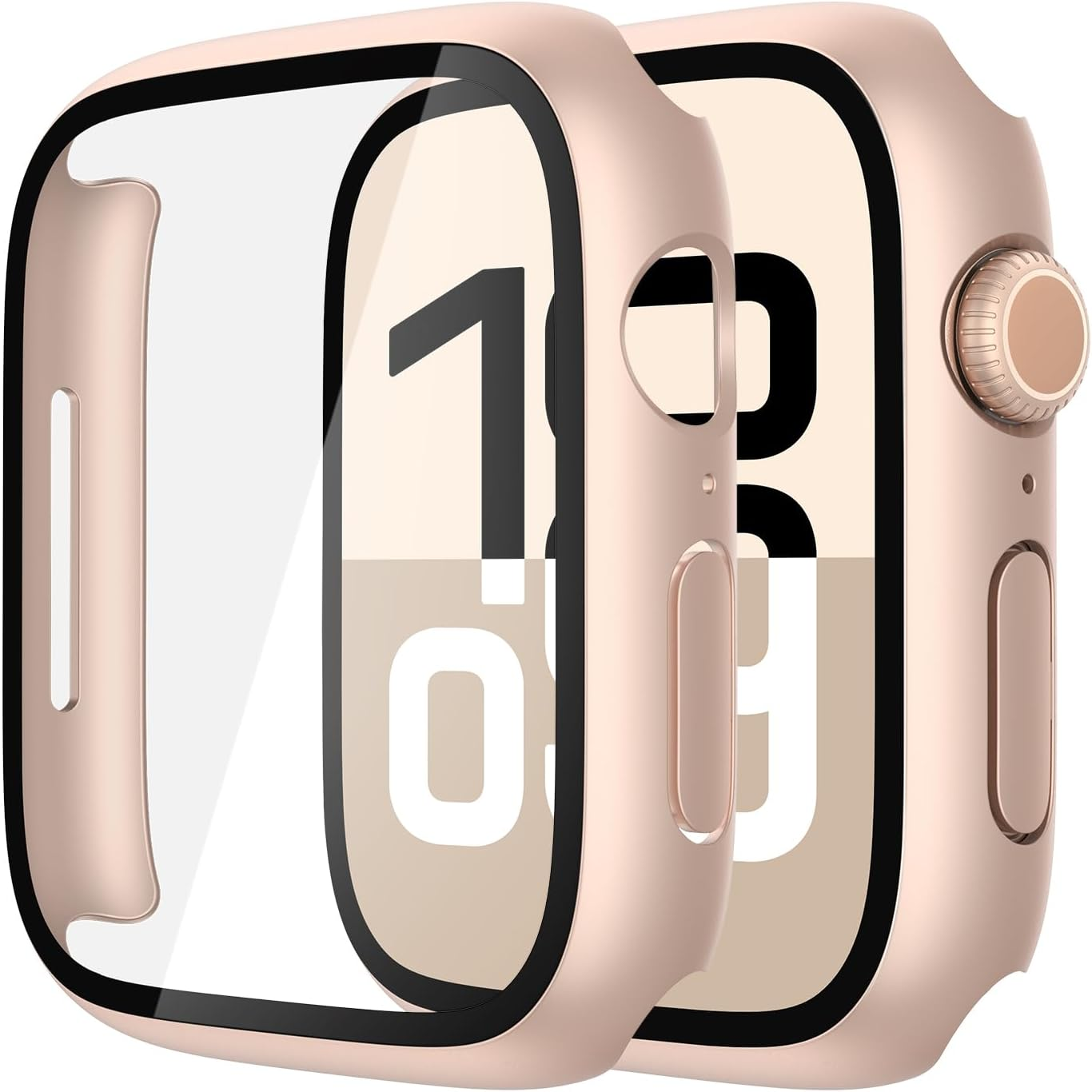 Misxi 2-Pack Full Protection Case with Tempered Glass for Apple Watch SE 3/2/1 Series 6/5/4 40Mm, Slim Ultra-Thin Cover with Screen Protector for Iwatch, 1 Rose Gold + 1 Transparent